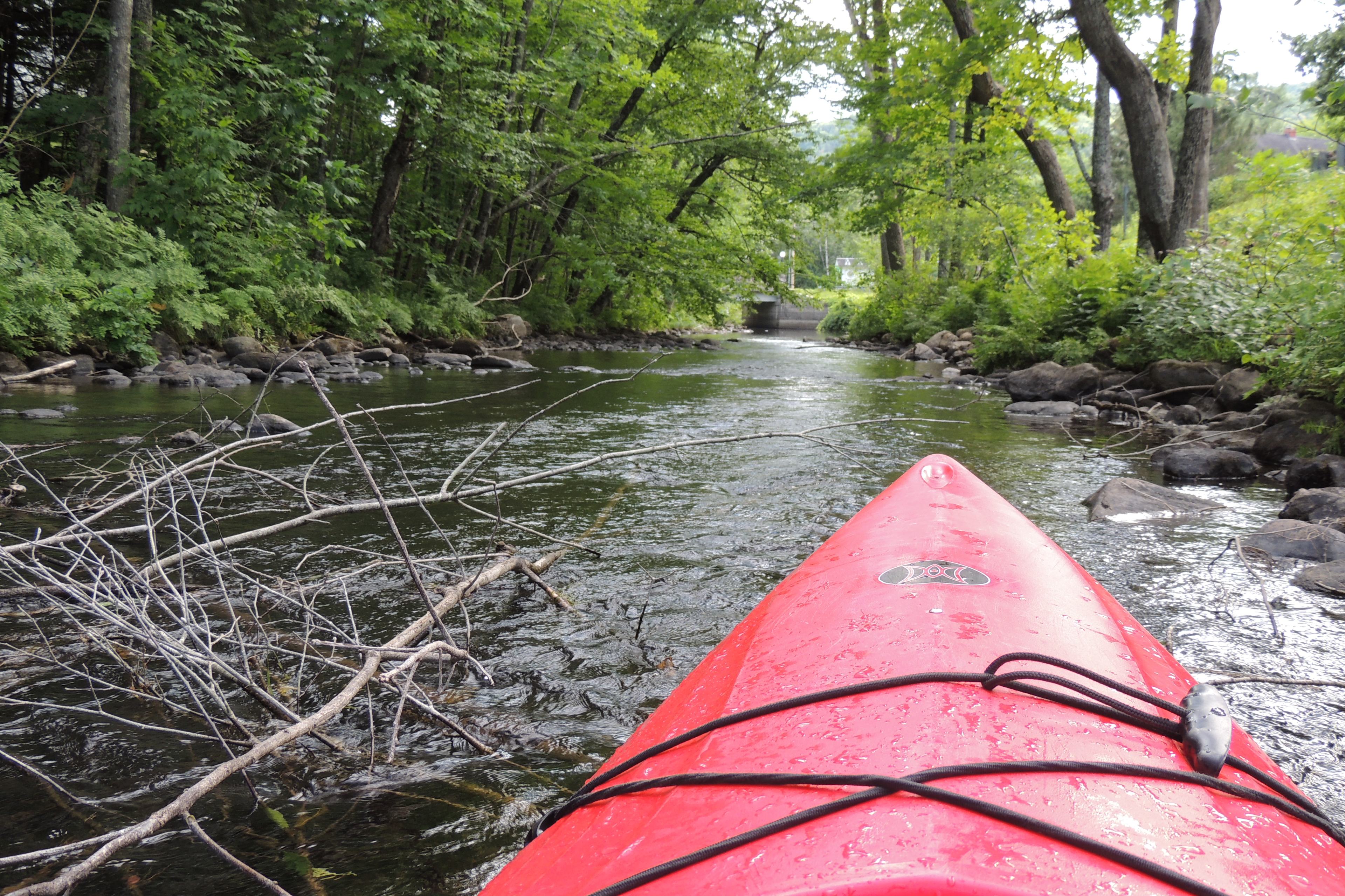 The creek is too shallow in high summer to get through, but the lake is fun.
