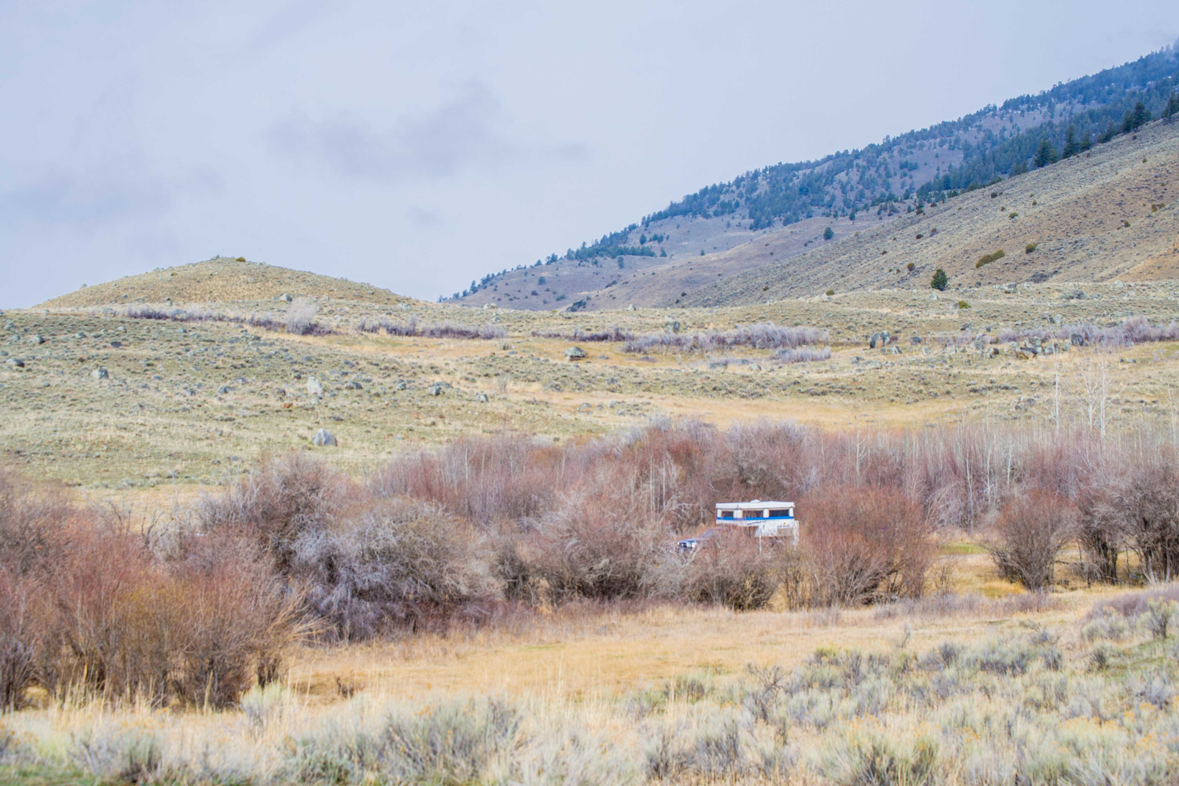 Our quiet camp spot in April. Just a couple of miles from Gardiner--perfect spot to get up early and hit Yellowstone Park for the dawn patrol. 