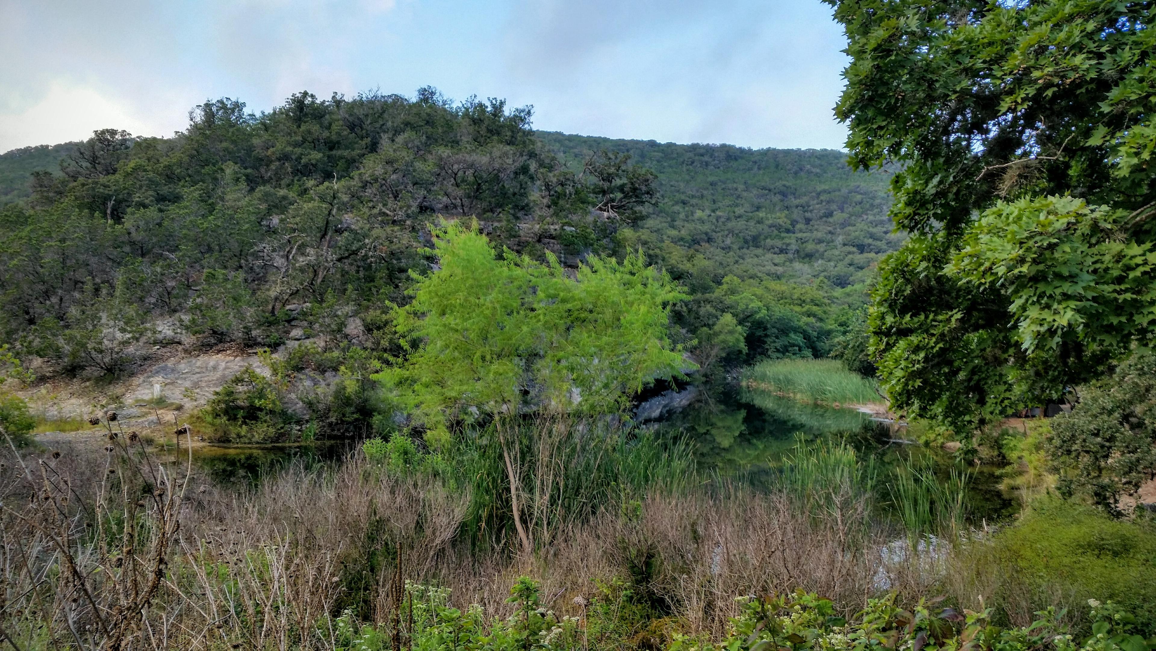 Near Camping Area C swimming hole. Most popular about a mile from one of the parking lots. 