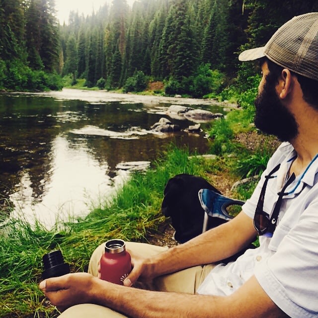 Enjoying a misty morning along the St. Joe River, just a mile up from our camp at Fly Flat Campground.