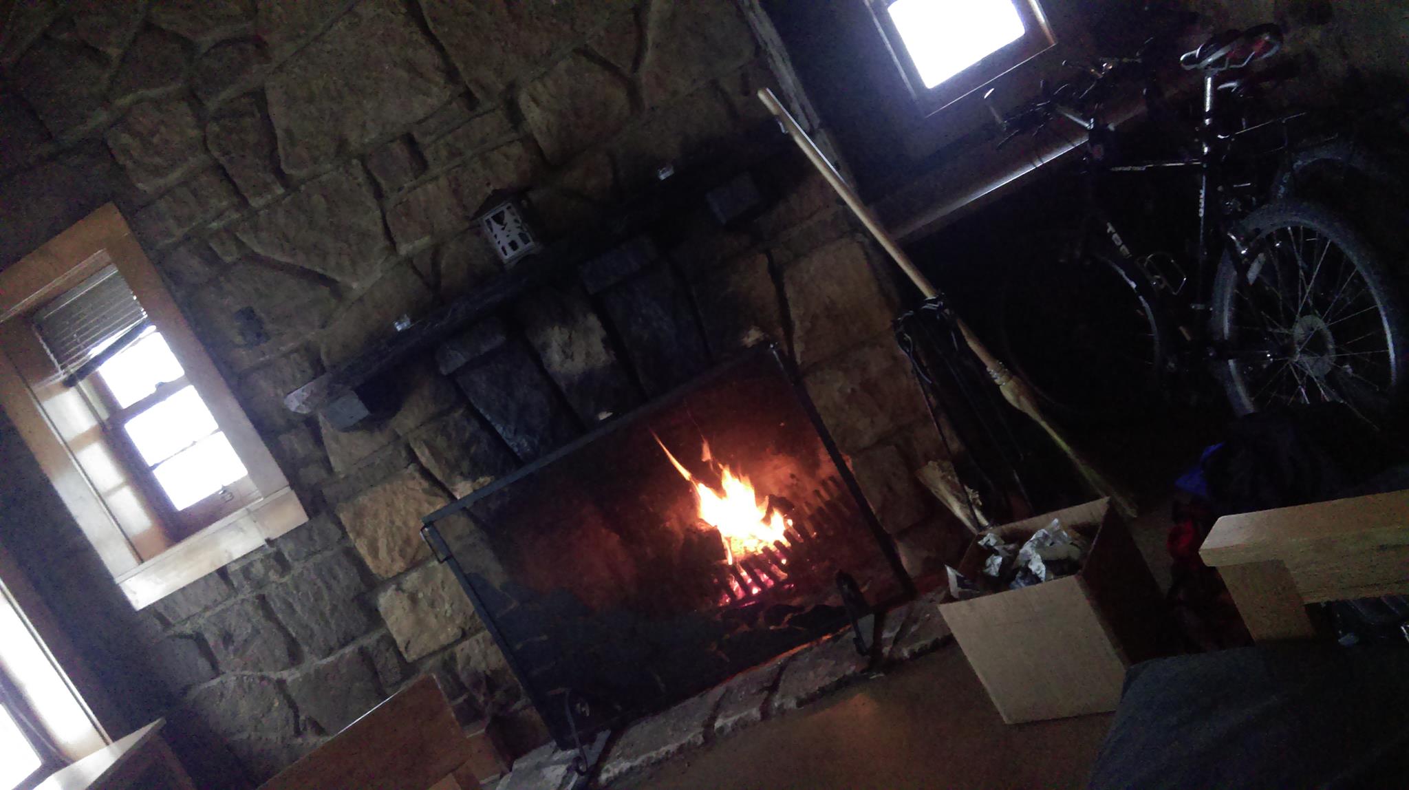 A fire in the cabin is the best way to warm the toes after a day outside. 