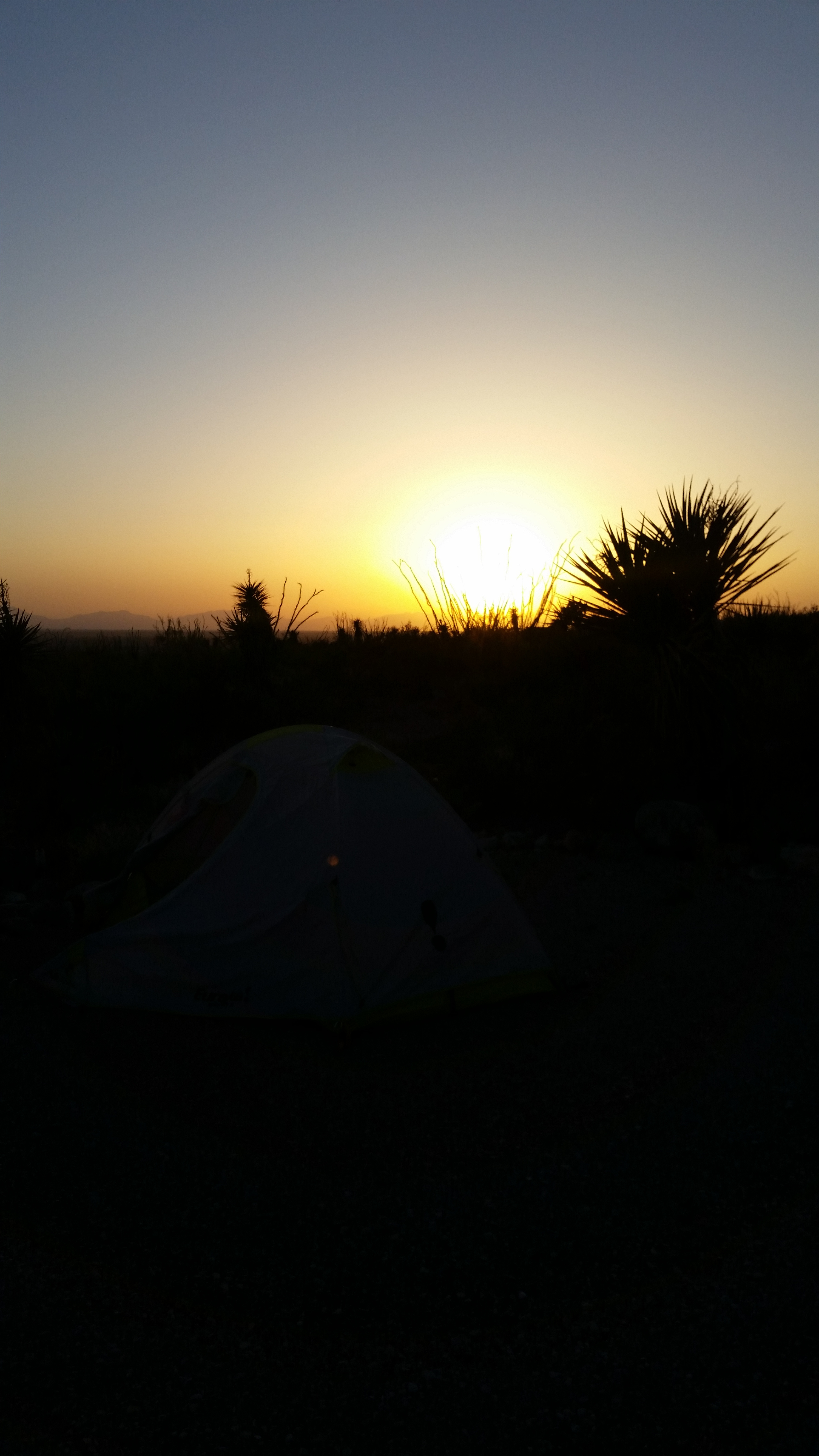 The sun setting over the Tularosa Basin. View from Oliver Lee looking out from the mountains.