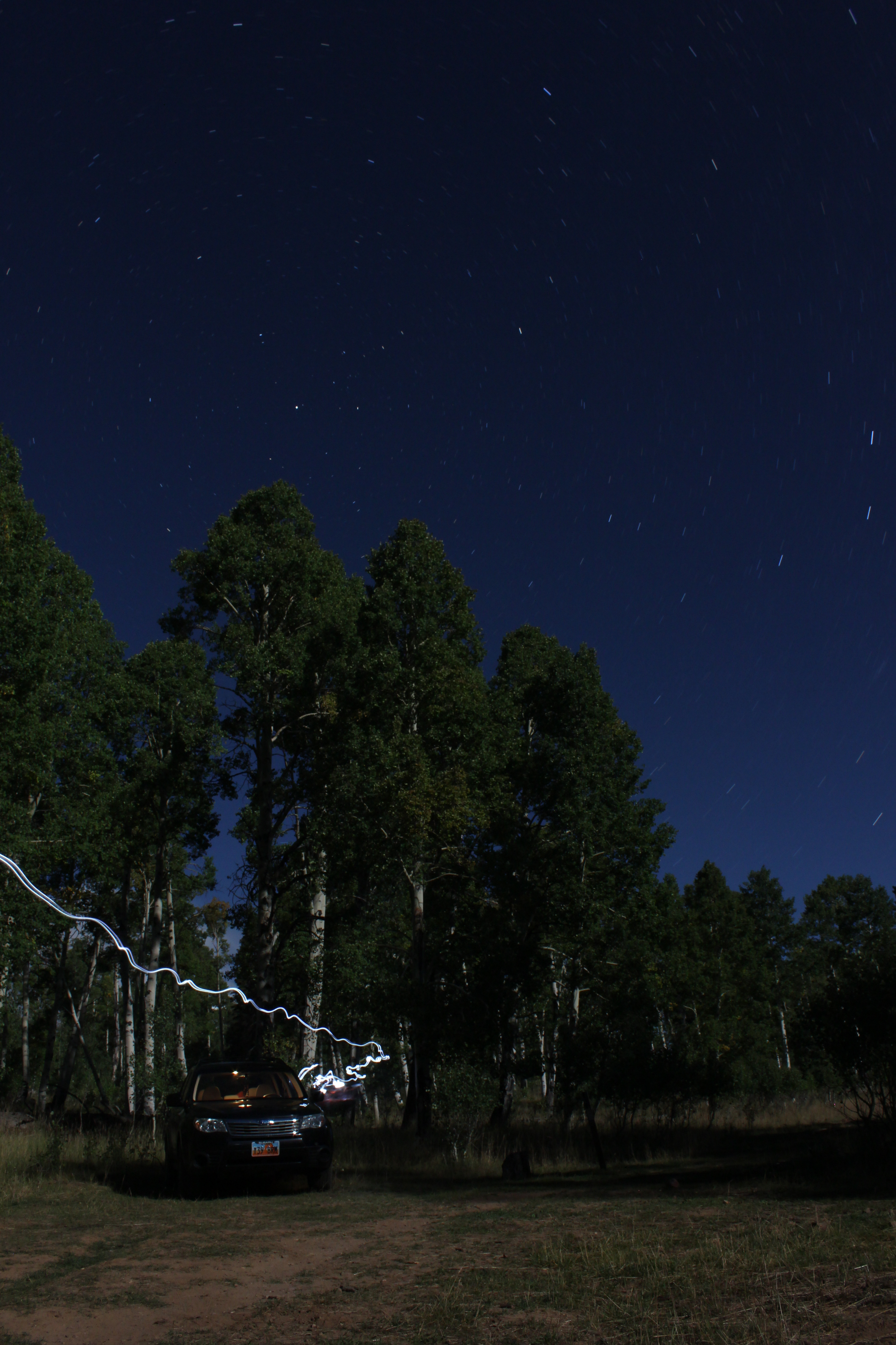 My first stay in the Webster Flat area (just down the dirt road from the actual Deer Haven Campground). Just me, my Subi, and my hammock - genius! 