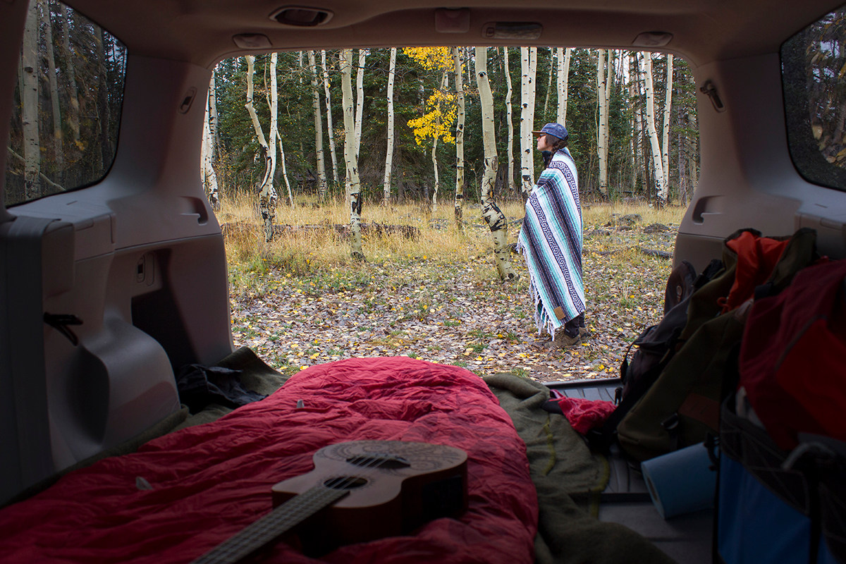 A little car camping never hurt anyone. In the rain nonetheless, with absolutely no one else around!