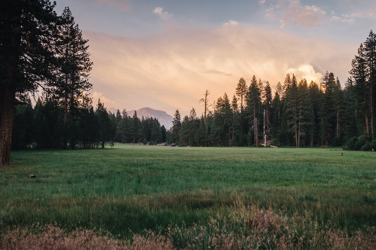 View at sunset from the Indian Basin Grove Interpretive Trail that runs to the side of the campground
