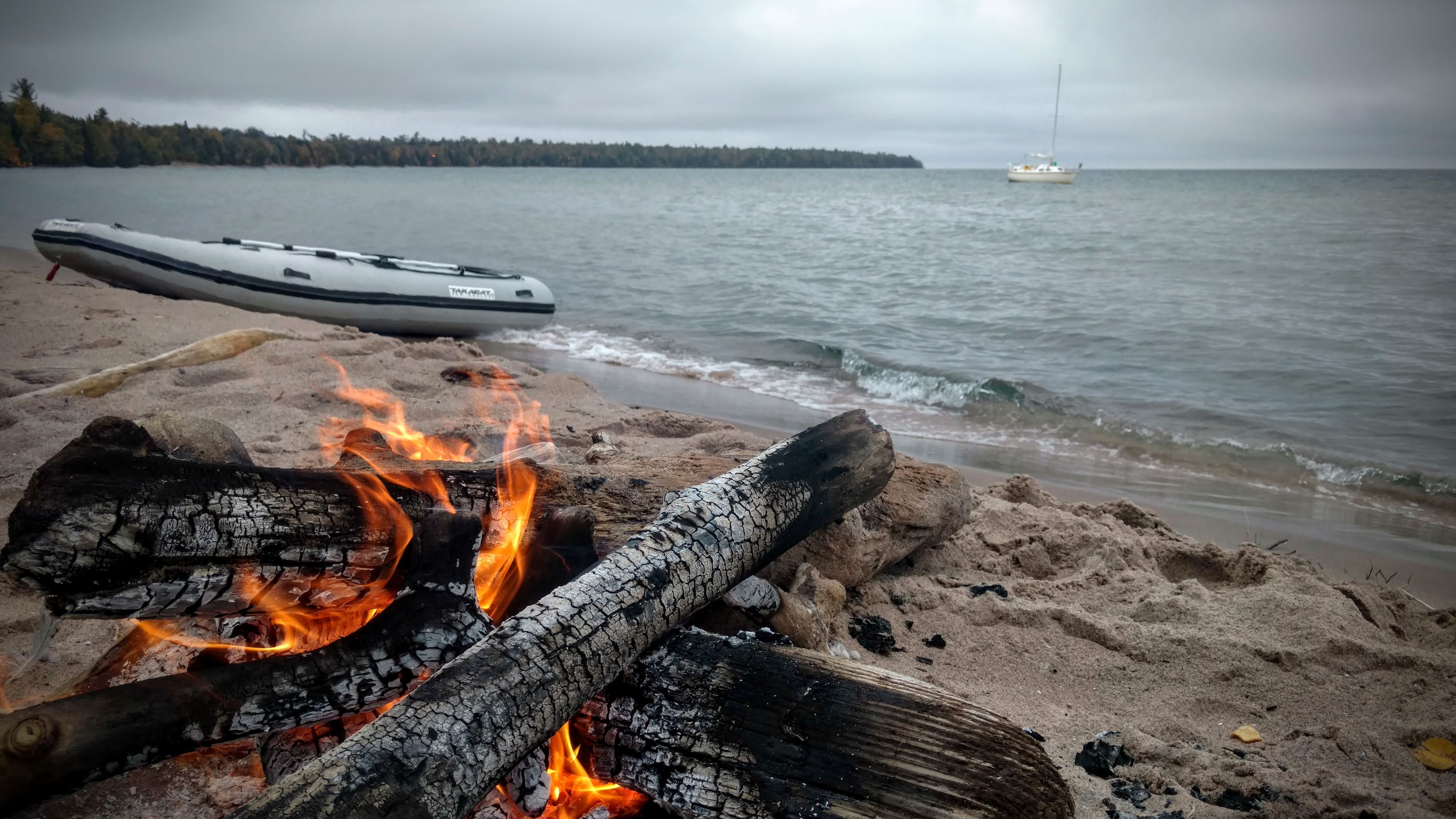 Camping at Lighthouse Bay on Sand Island. What a great place.