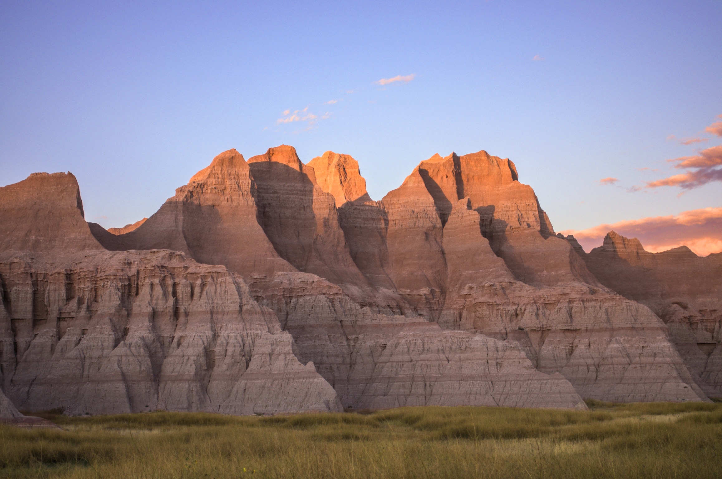 Sunset across the campground on Badlands Loop Road