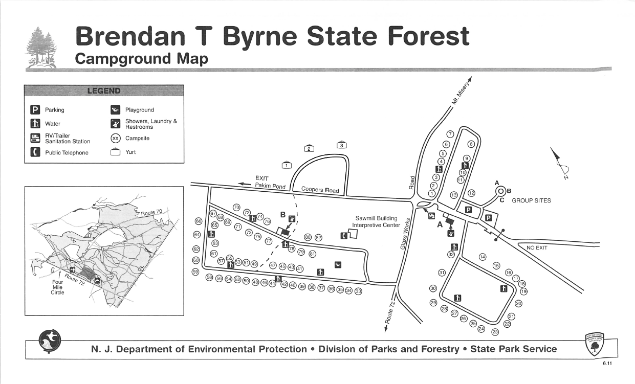 Map of Brendan T. Byrne Campground from Division of Parks & Forestry