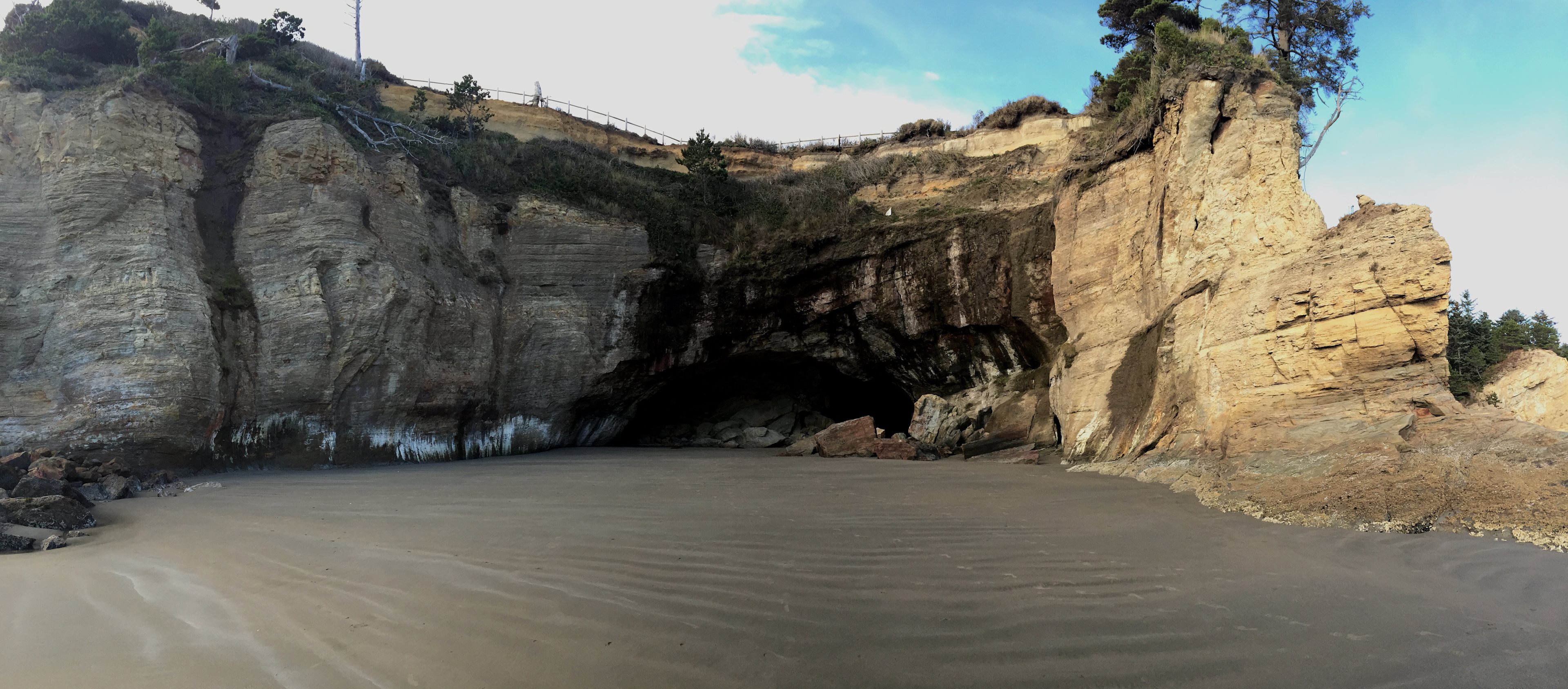Huge caverns carved out by the ocean make for awesome exploring just a mile or so up the beach