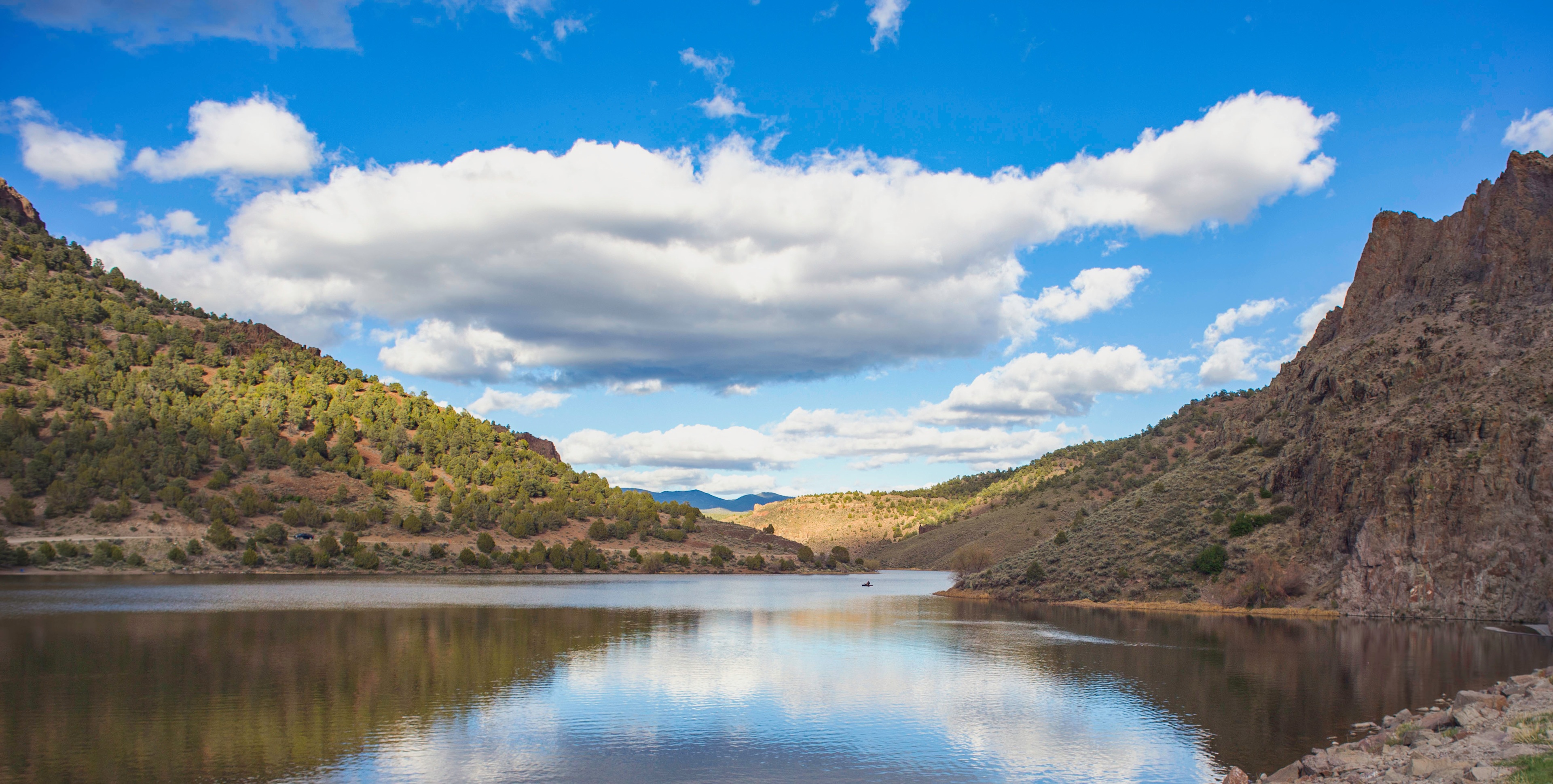 The view from the reservoir dam facing East. The fish were jumpin. I think they keep it well stocked.