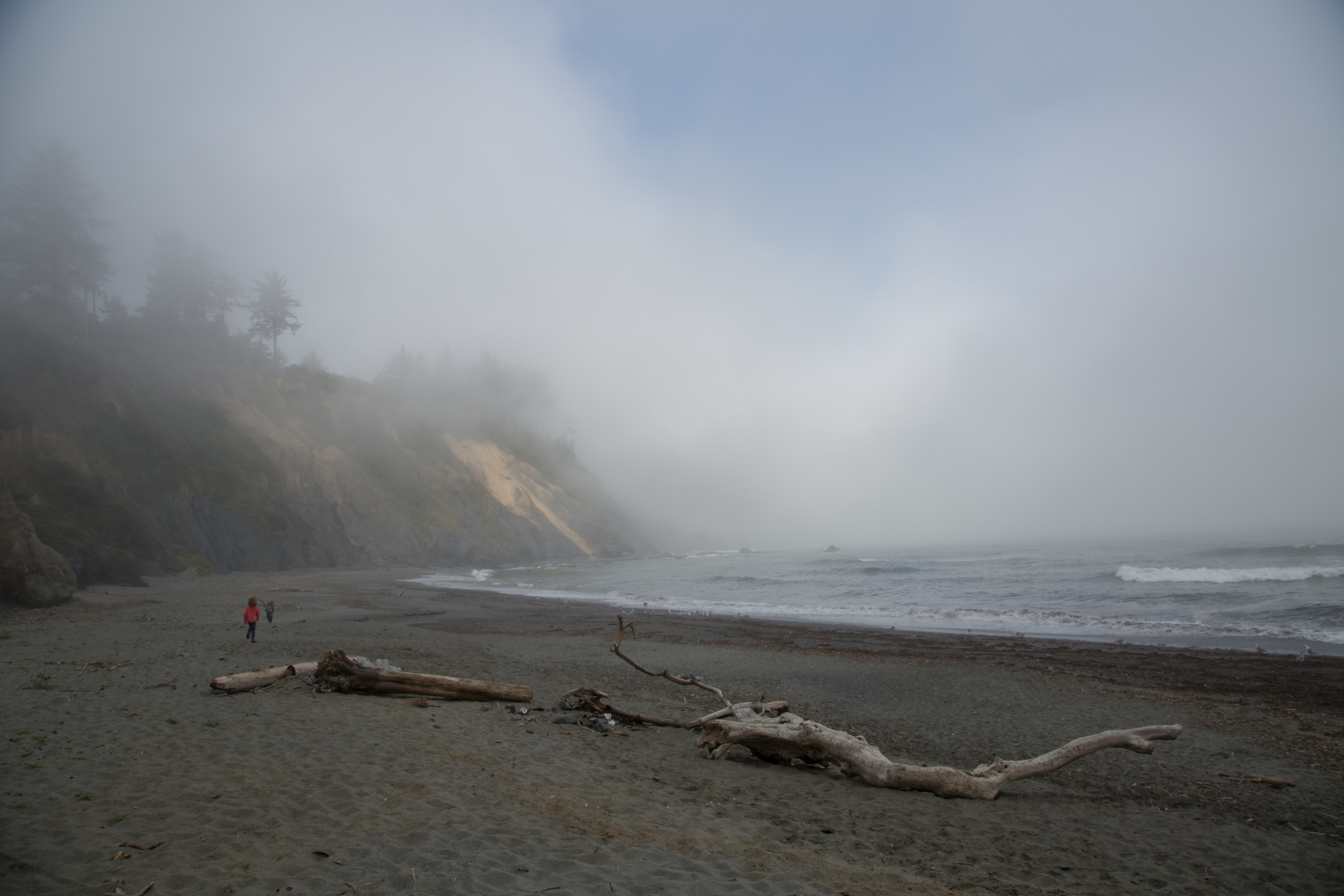 The beach is often foggy.