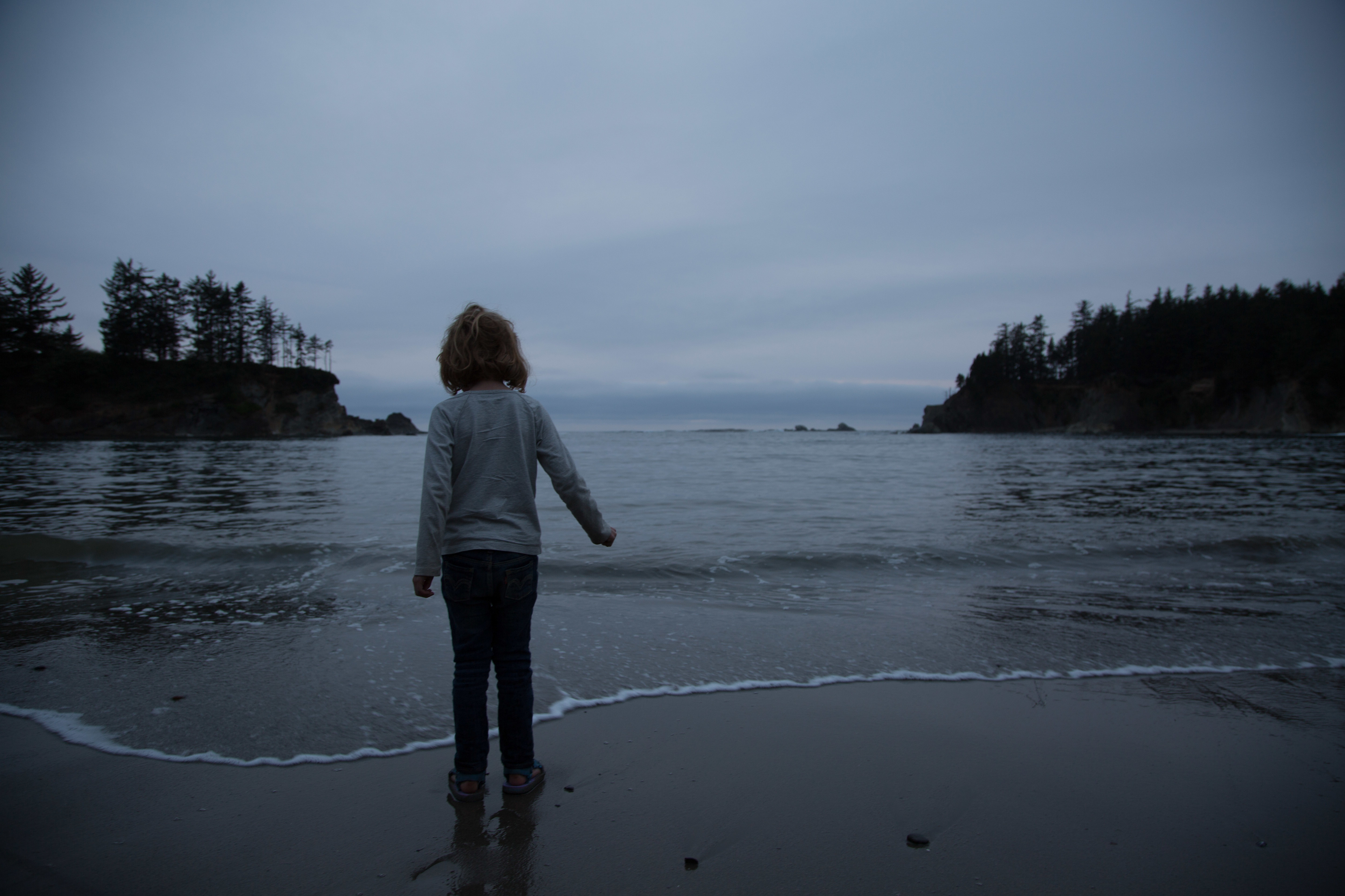 Sunset bay on a cloudy evening.