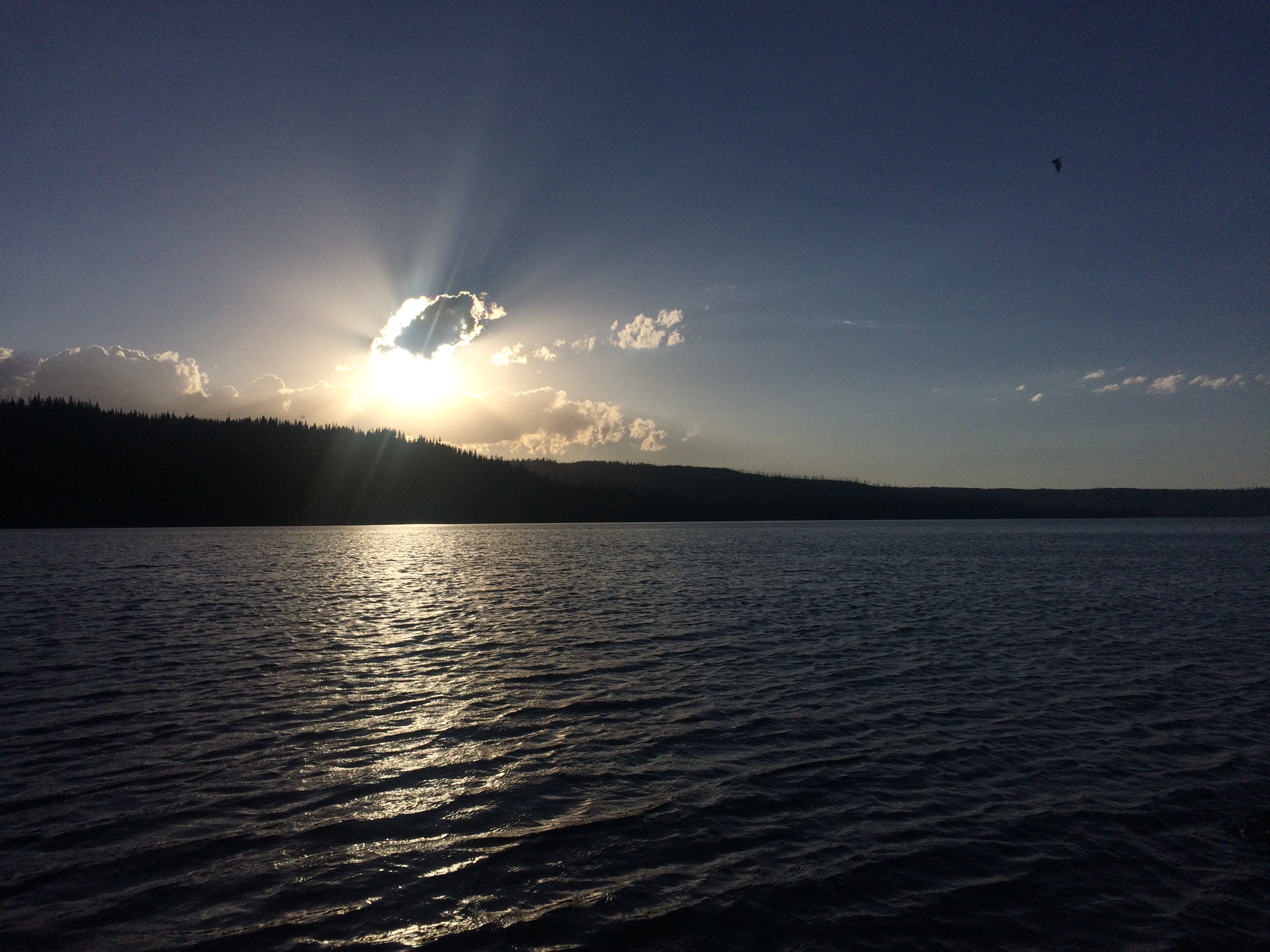 The sunset from the dock is beautiful over Lewis Lake.