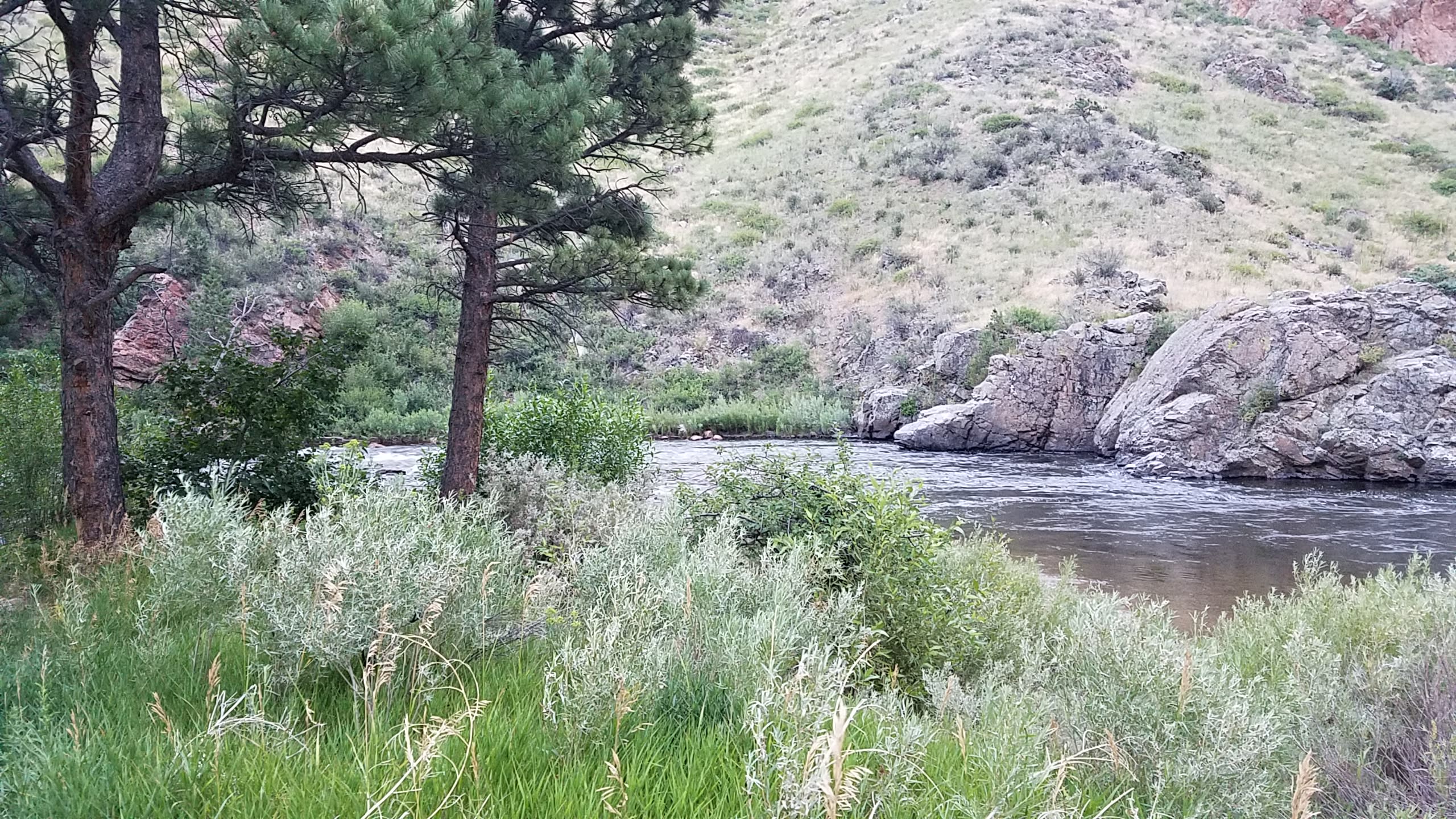 Path from one side of campground to other. Follows river for easy access.