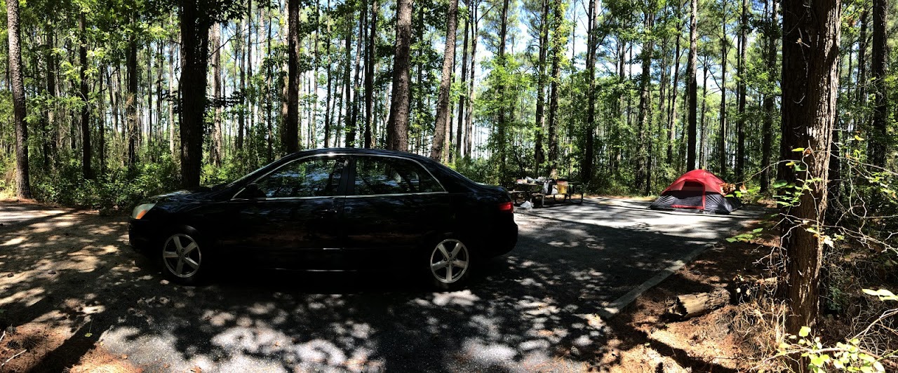Pull up lot with the gravel pit, grill, and picnic table