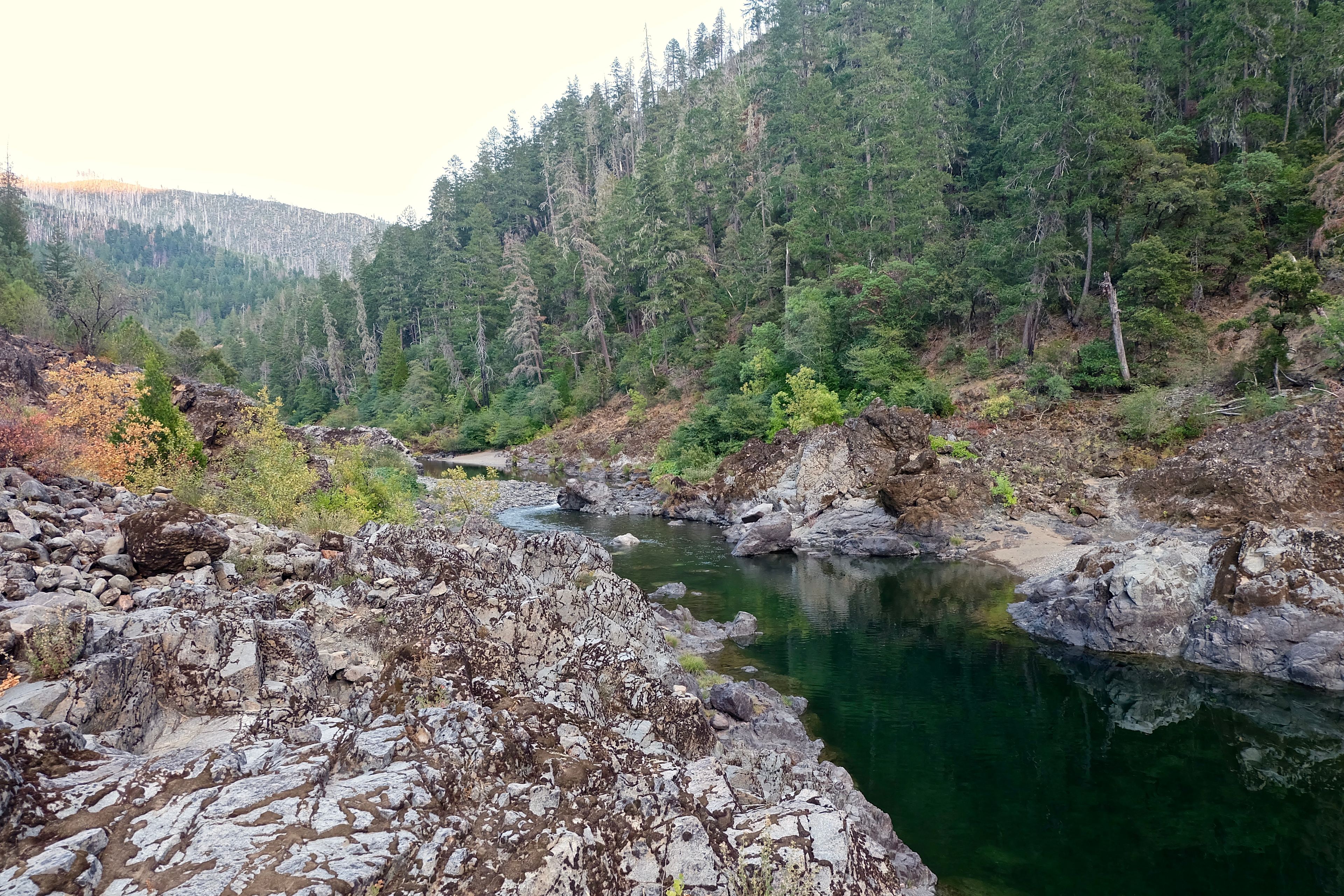 The beautiful, warm Illinois river by the camping sites.