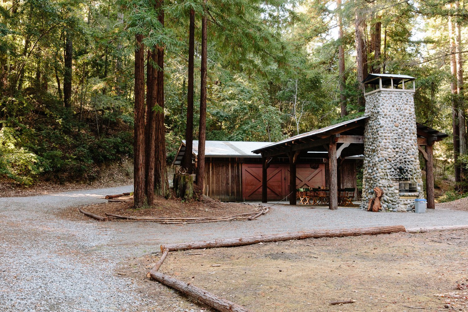 Driveway on left leading to main building and hwy