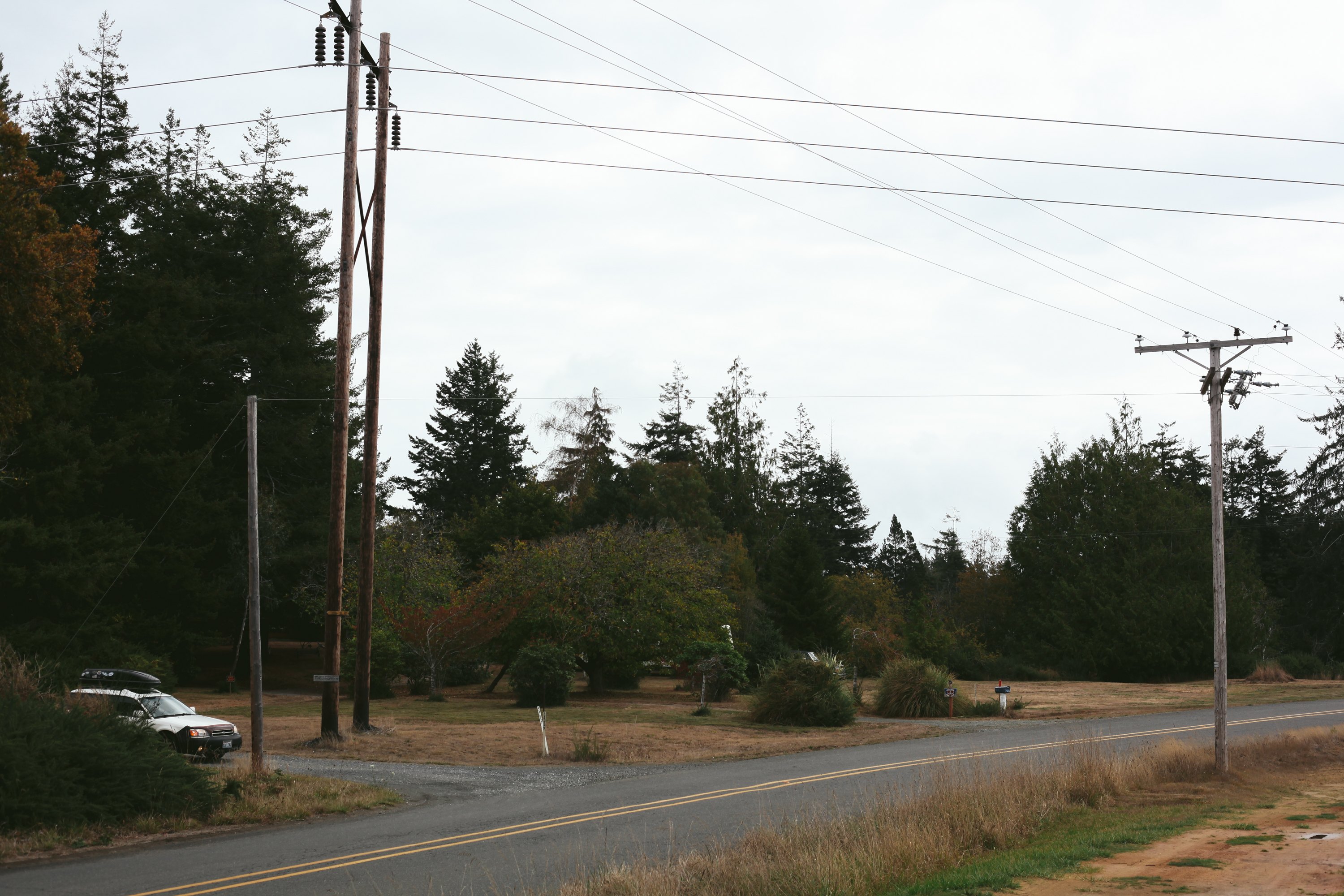 Turning off the main road, take a left just under the large power lines.