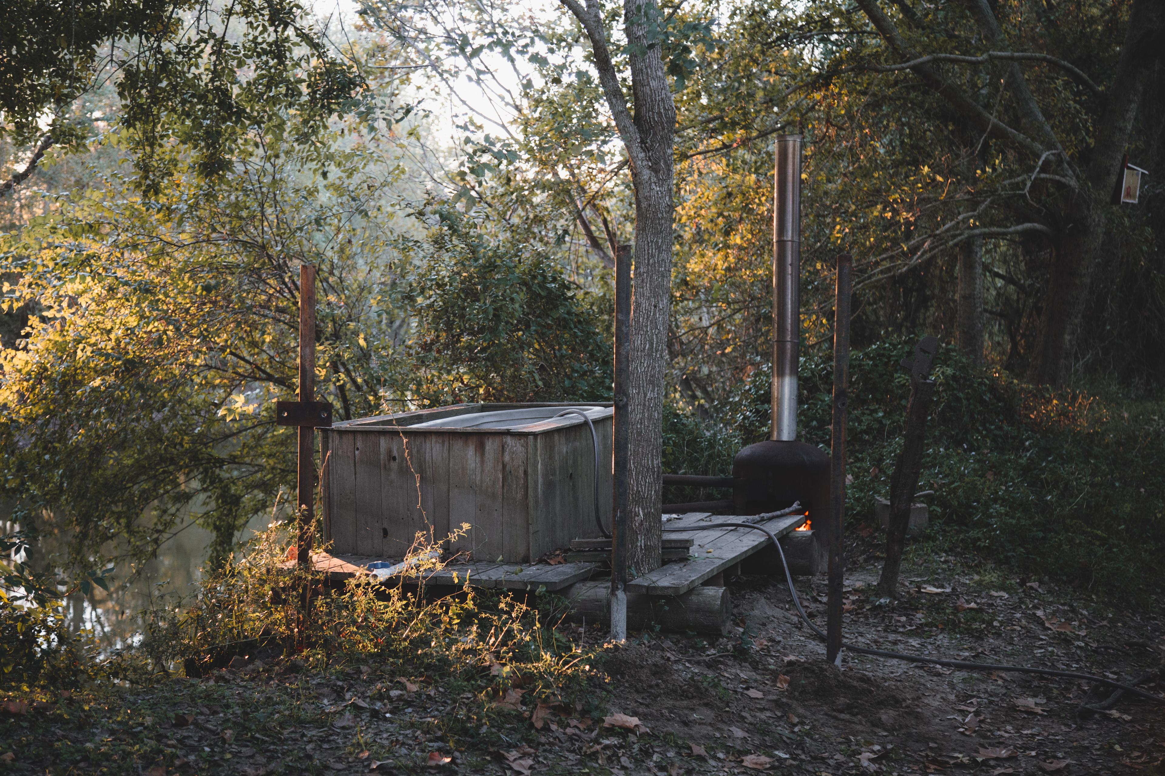 The wood-fired hot tub in all its glory. 