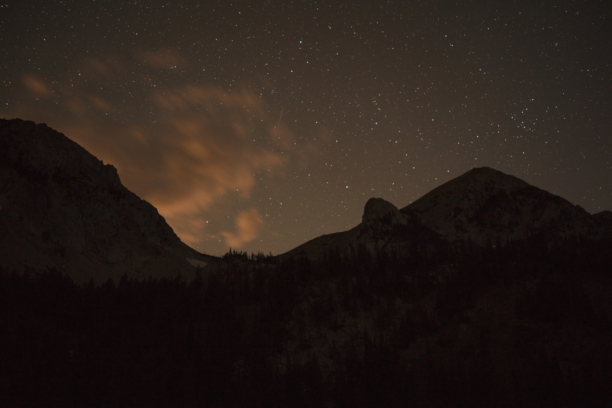 Looking up towards the saddle between Sacagawea and Hardscrabble from the far lake shore.