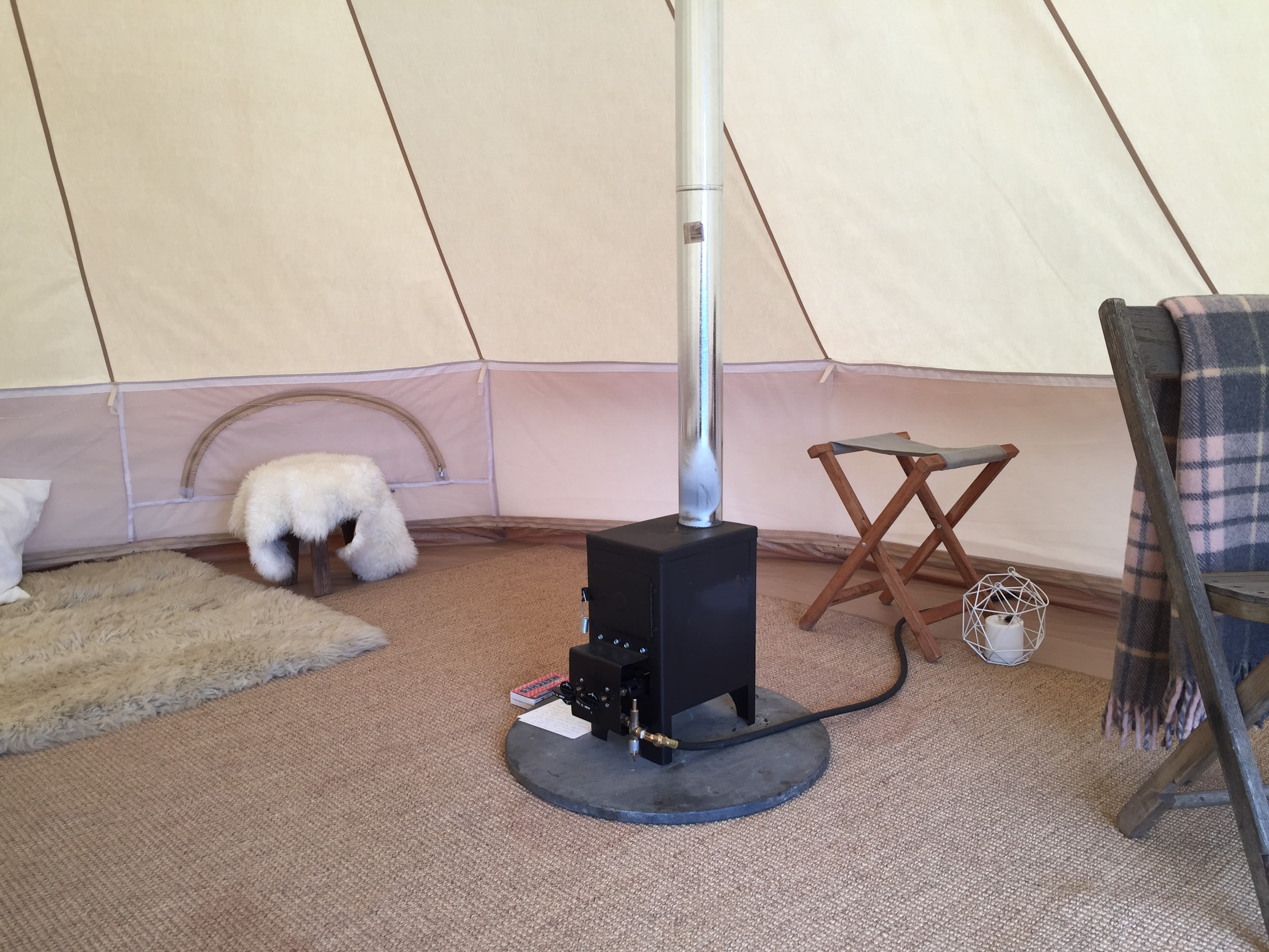 Propane stoves in colder months.