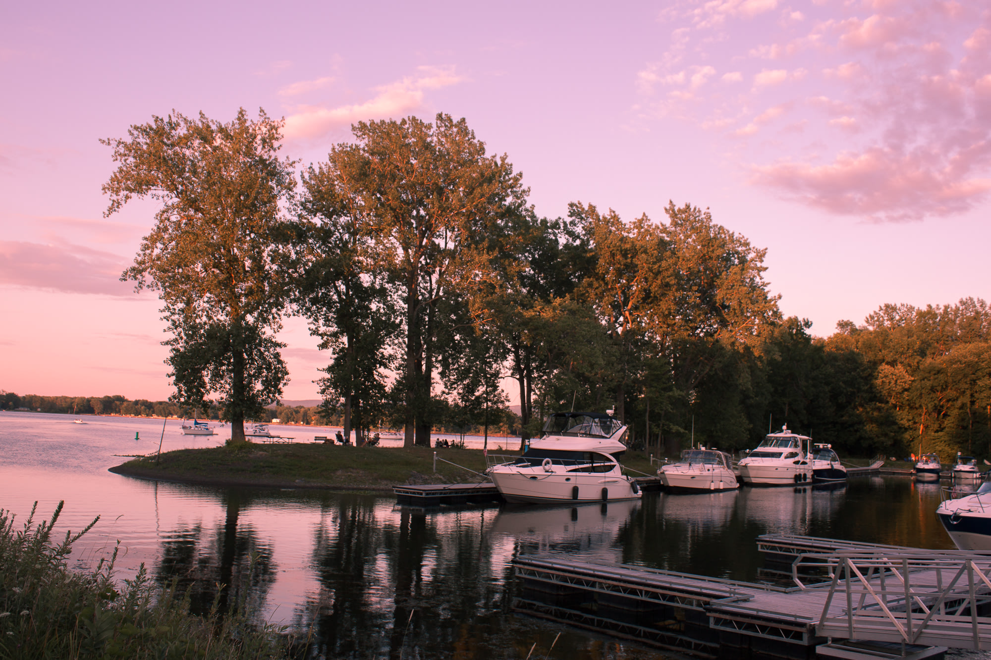 You can rent a boat slip for the night.