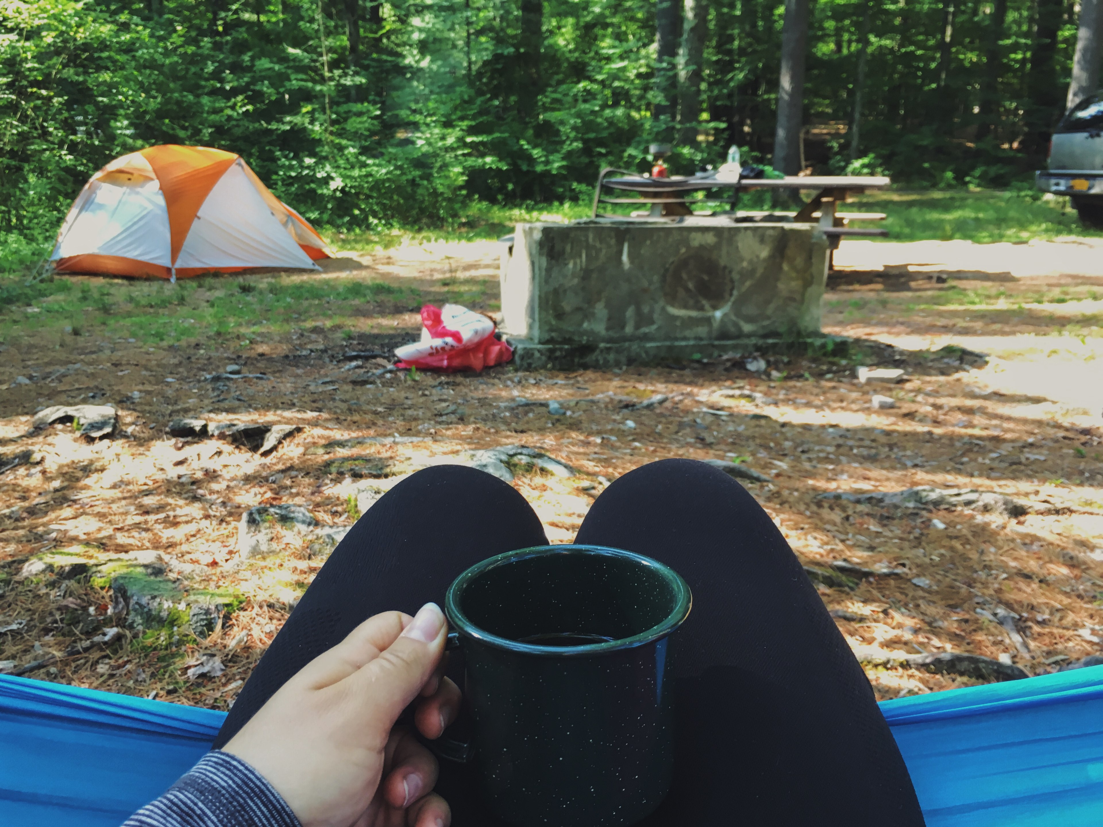 Coffee from the hammock.