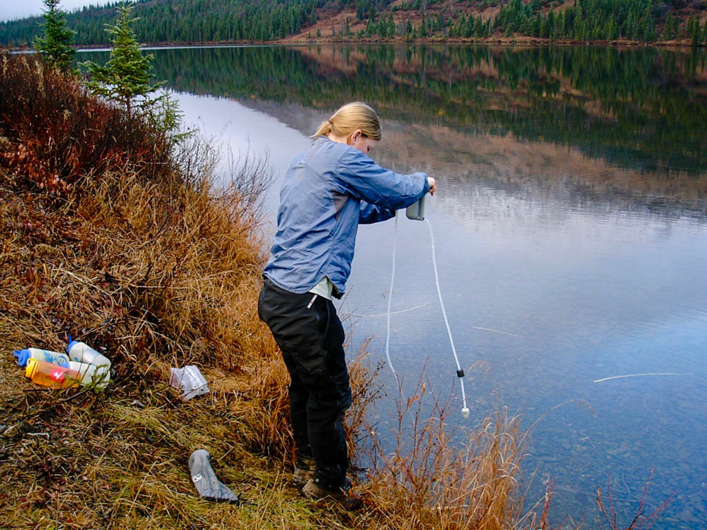 Filtering water at Juneau Lake