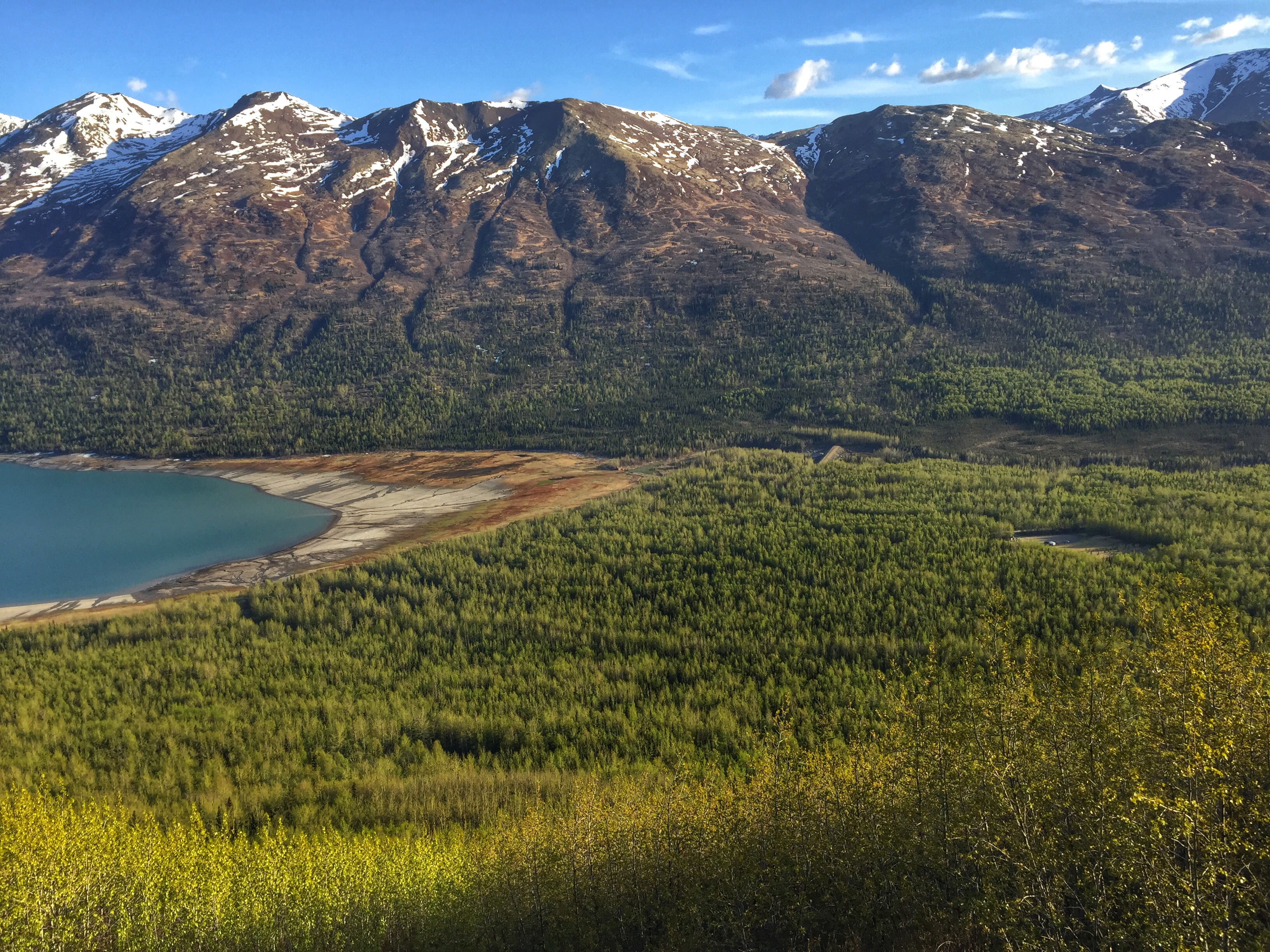 The campsite is just to the right of the beach, just beyond some the trees.  That's what you want because the winds coming off Eklutna Glacier is chilly and fast in the afternoons.  While kayaking, it feels like we're sea kayaking!  Fun, but challenging.