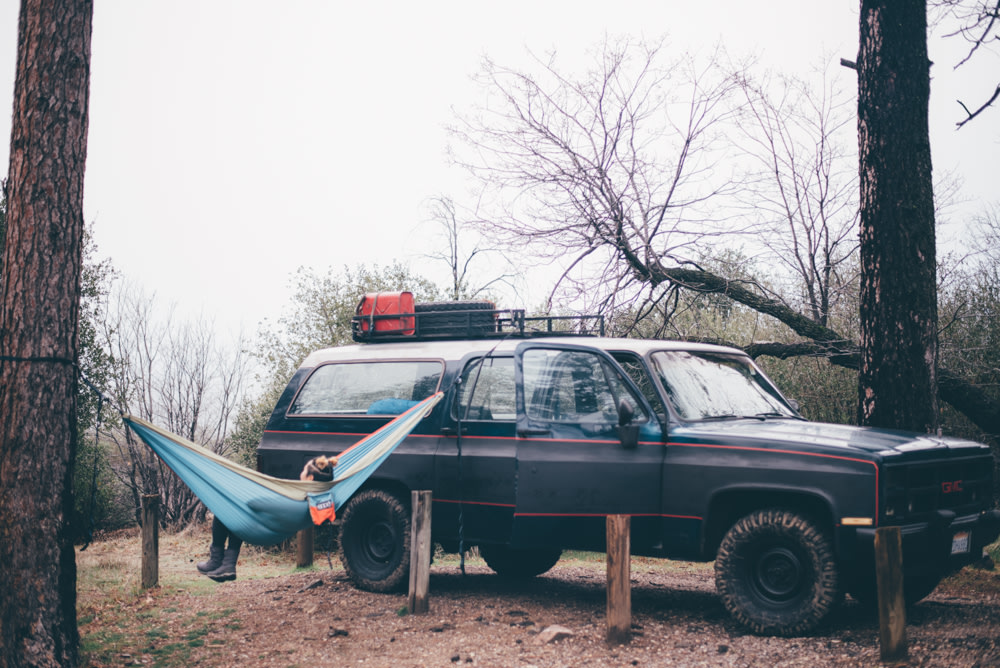 Trees were a bit sparse for hammocking so it took some improvising. 