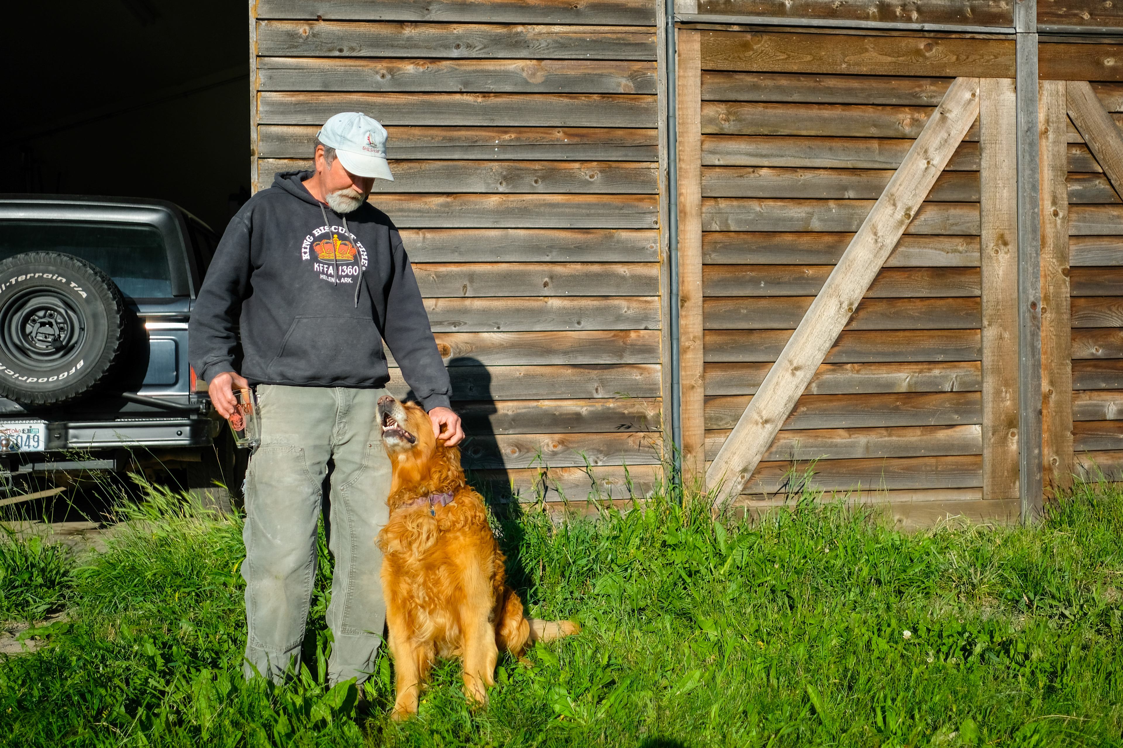 The host, Sid, and his dog Jake