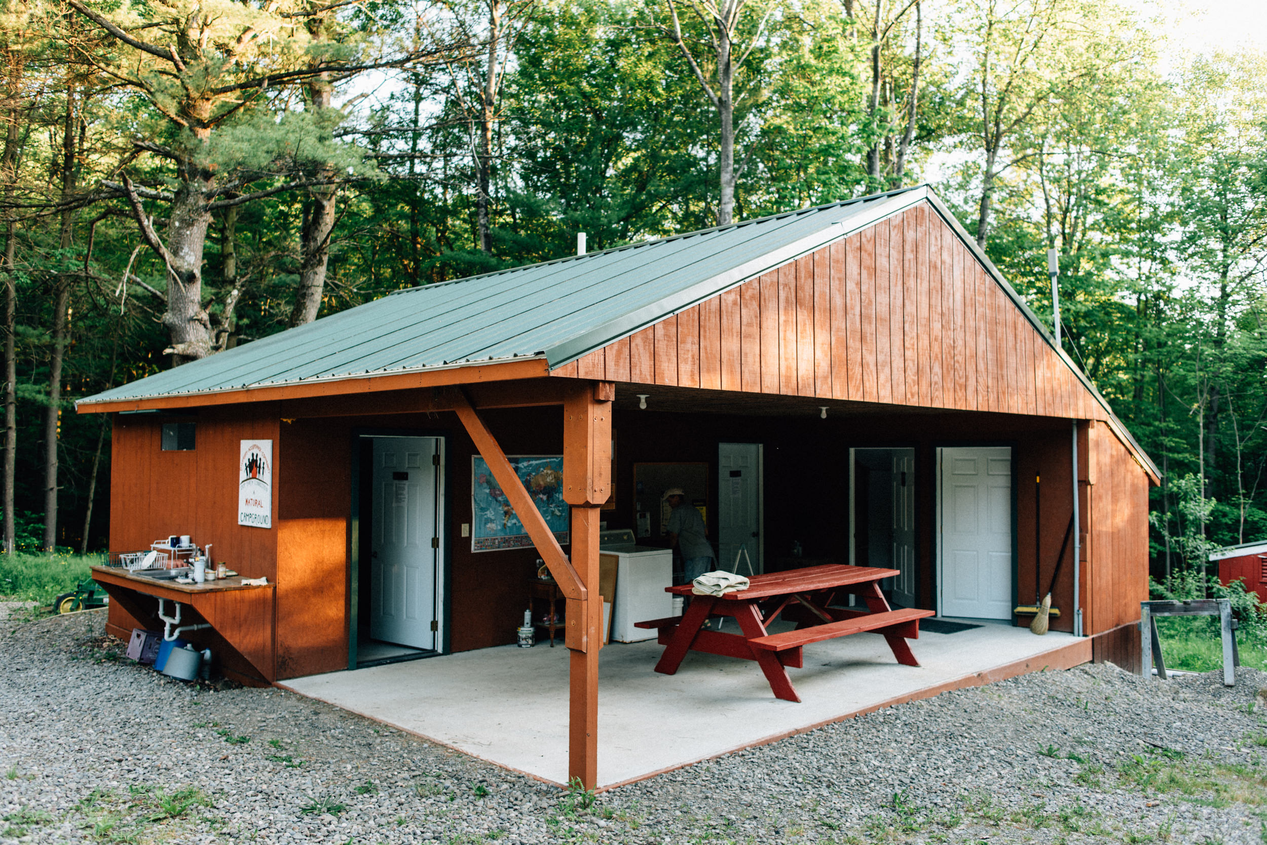 Showers and restrooms are just a short walk away