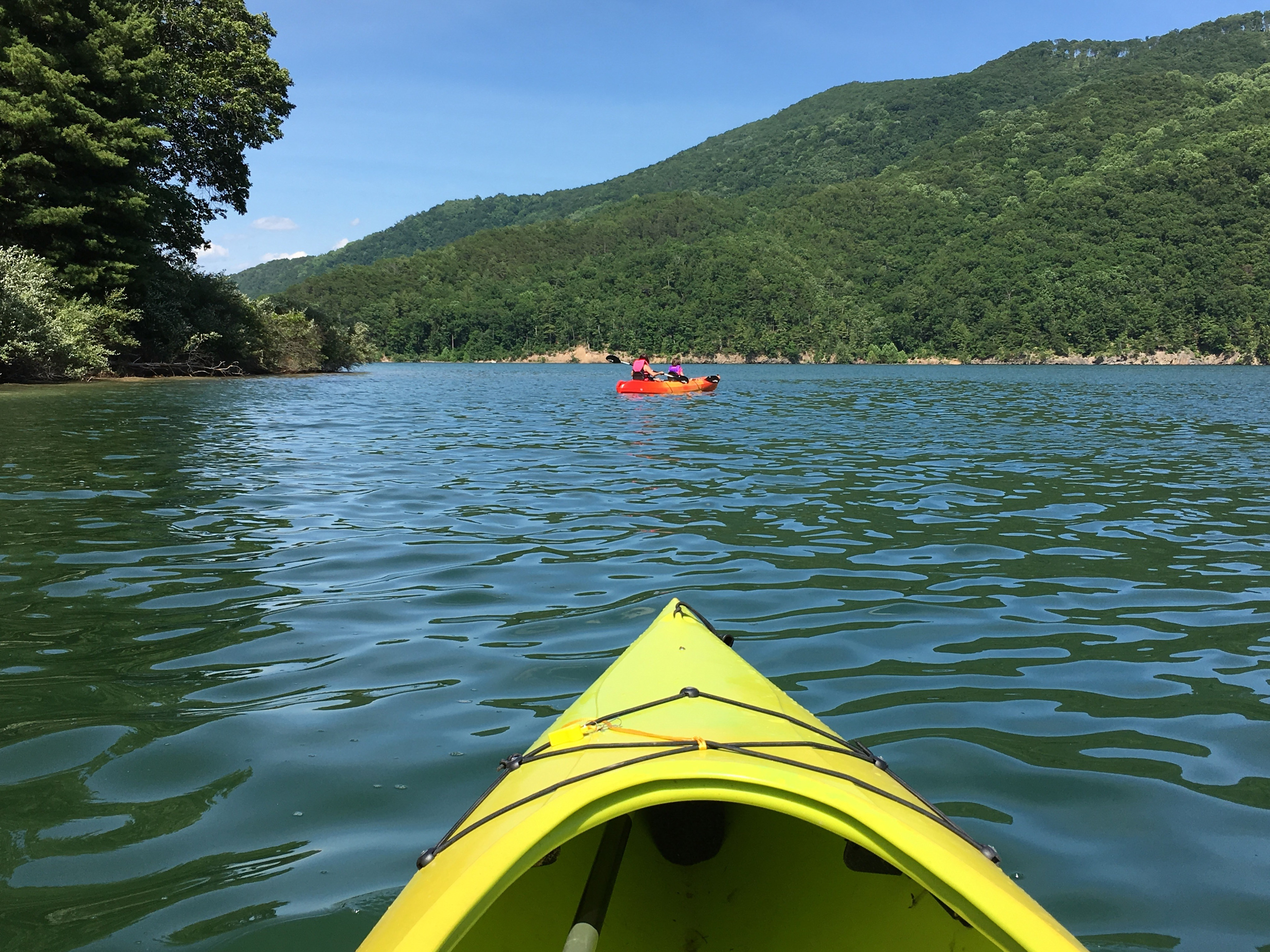 Rented kayaks from the marina for a day of exploring on the lake.