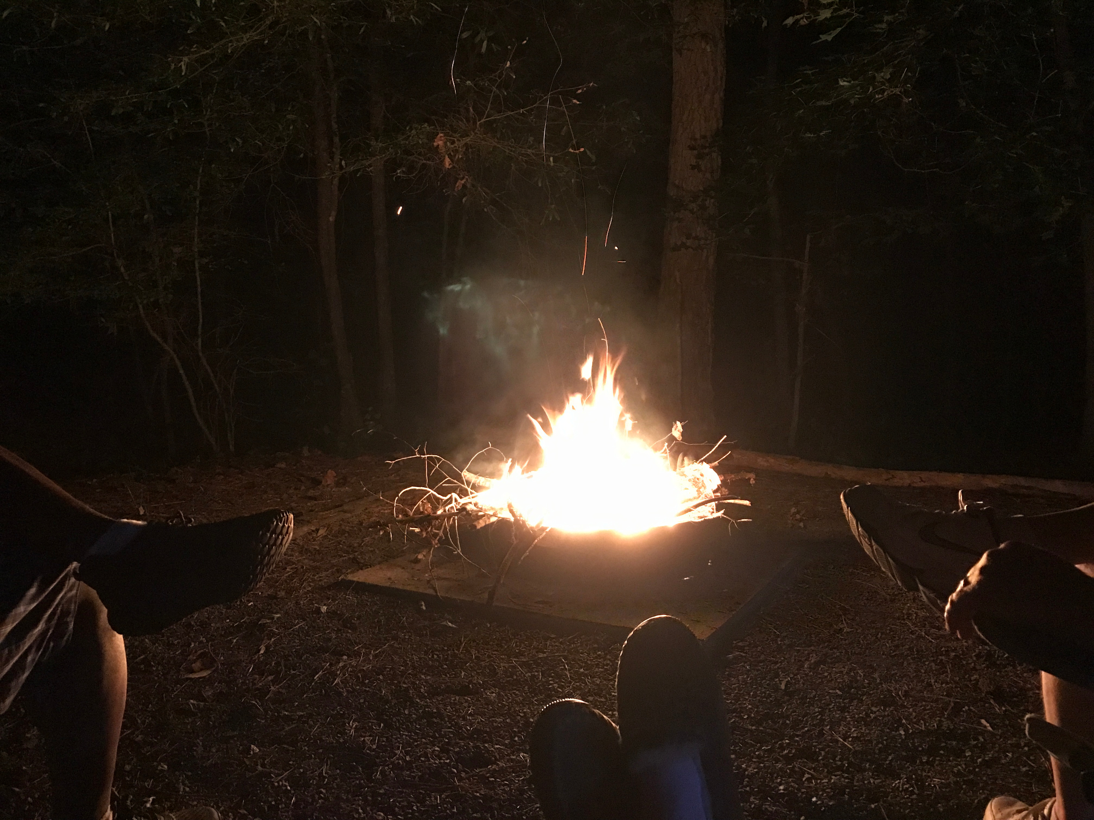 Getting in a little campfire action at Jordan Lake NC