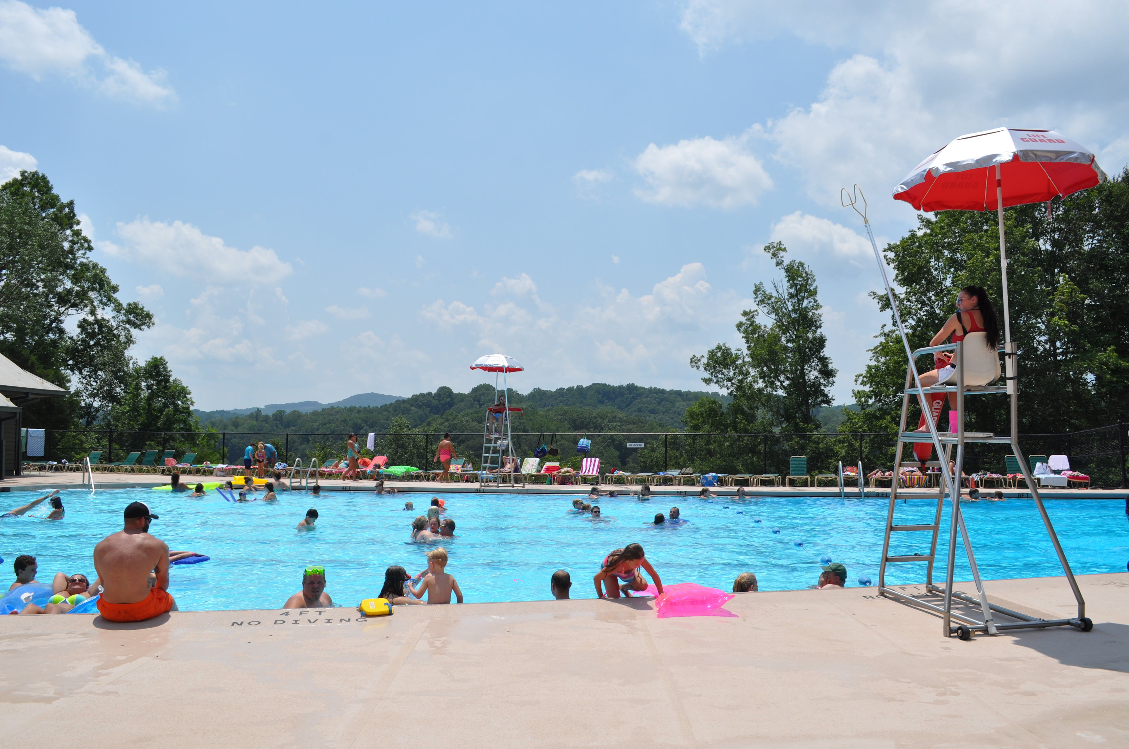 We reserved a campsite in July and spent our time lounging at the pool. For a small fee, we gained full-day access. We ordered pizza and ice cream at the concession stand and showered off in the on-site locker rooms. It was a nice family weekend for us!