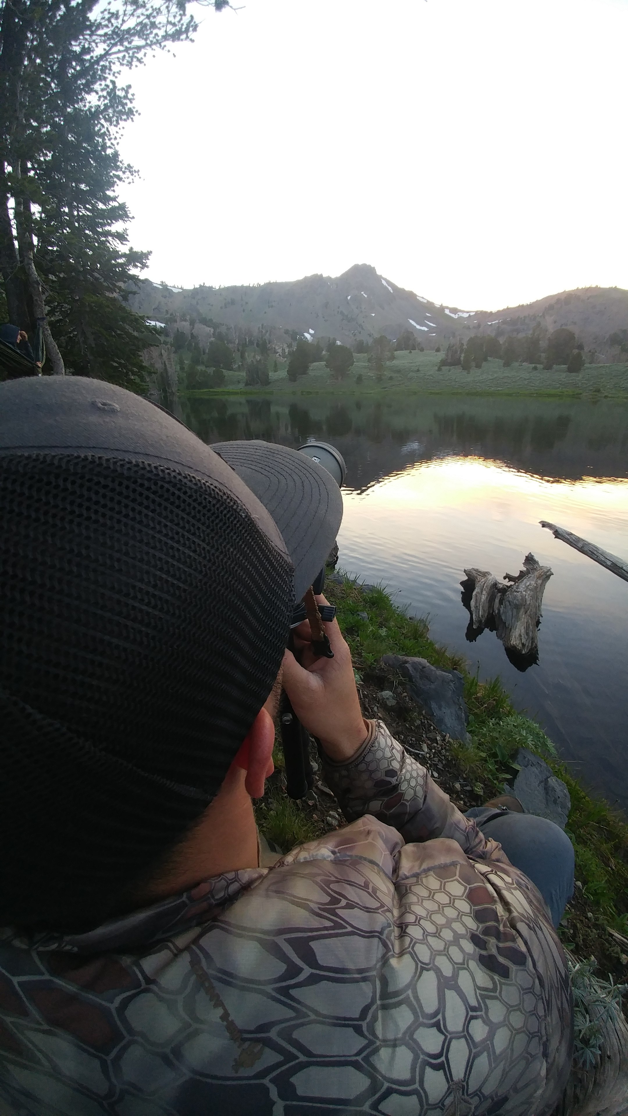 Glassing the deer across the lake.