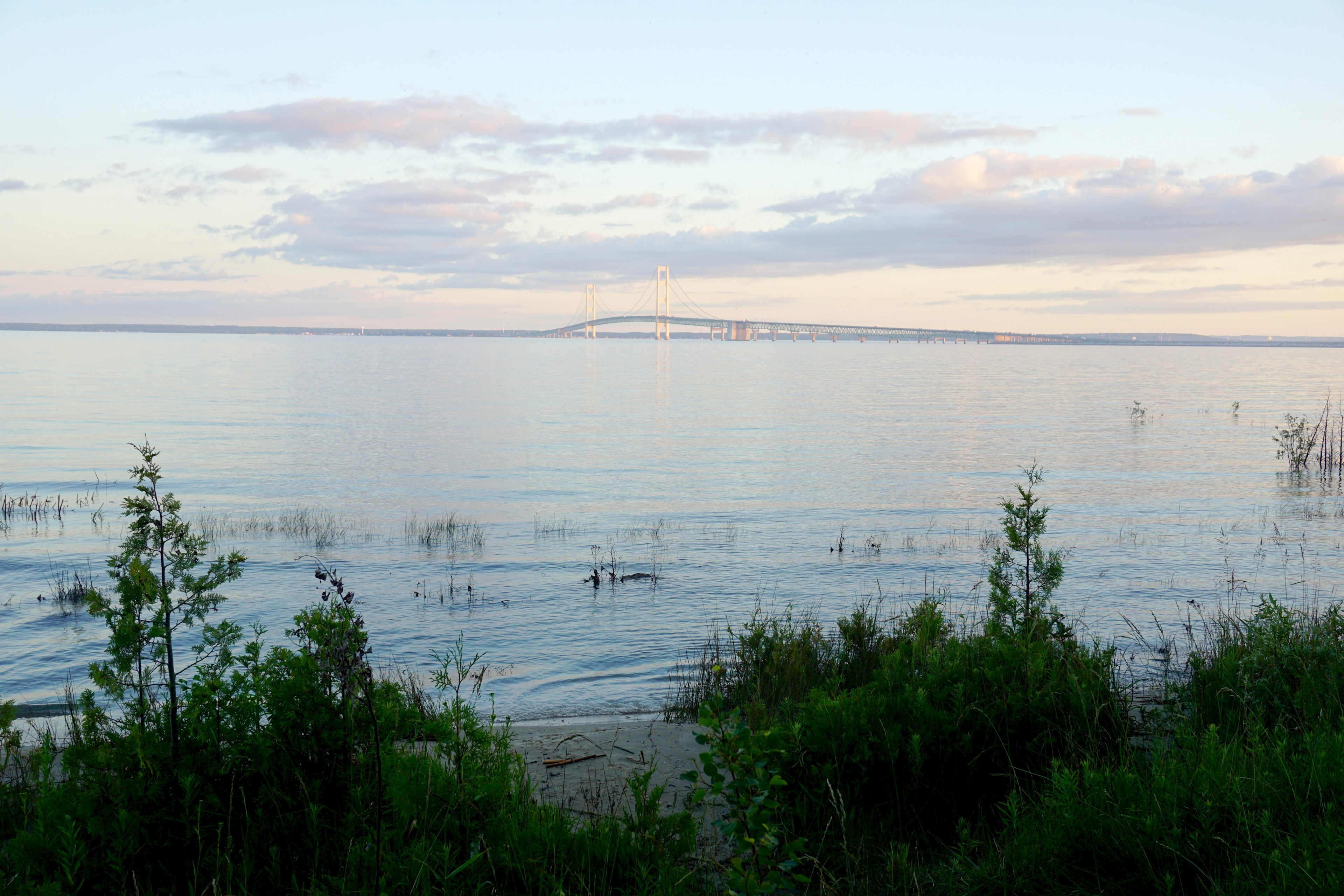 View of Mackinaw Bridge from the campground beach