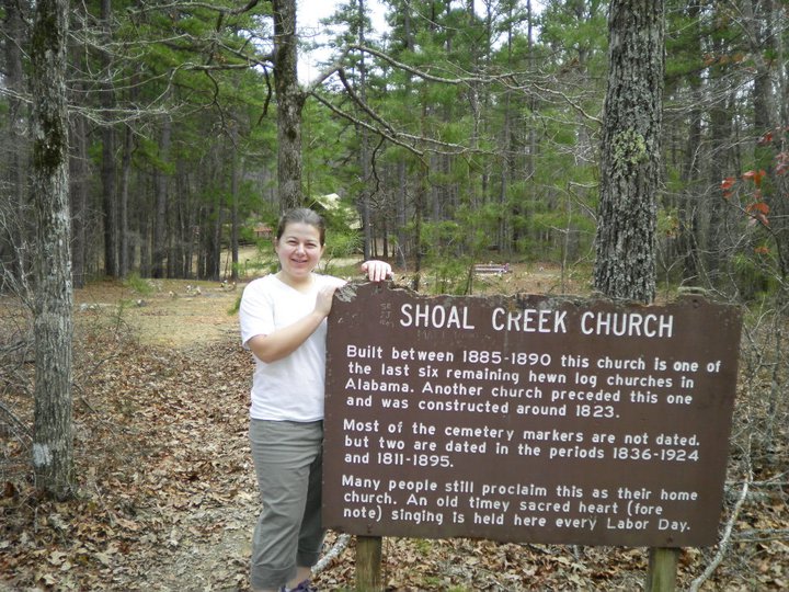 Shoal Creek church a short hike from campground