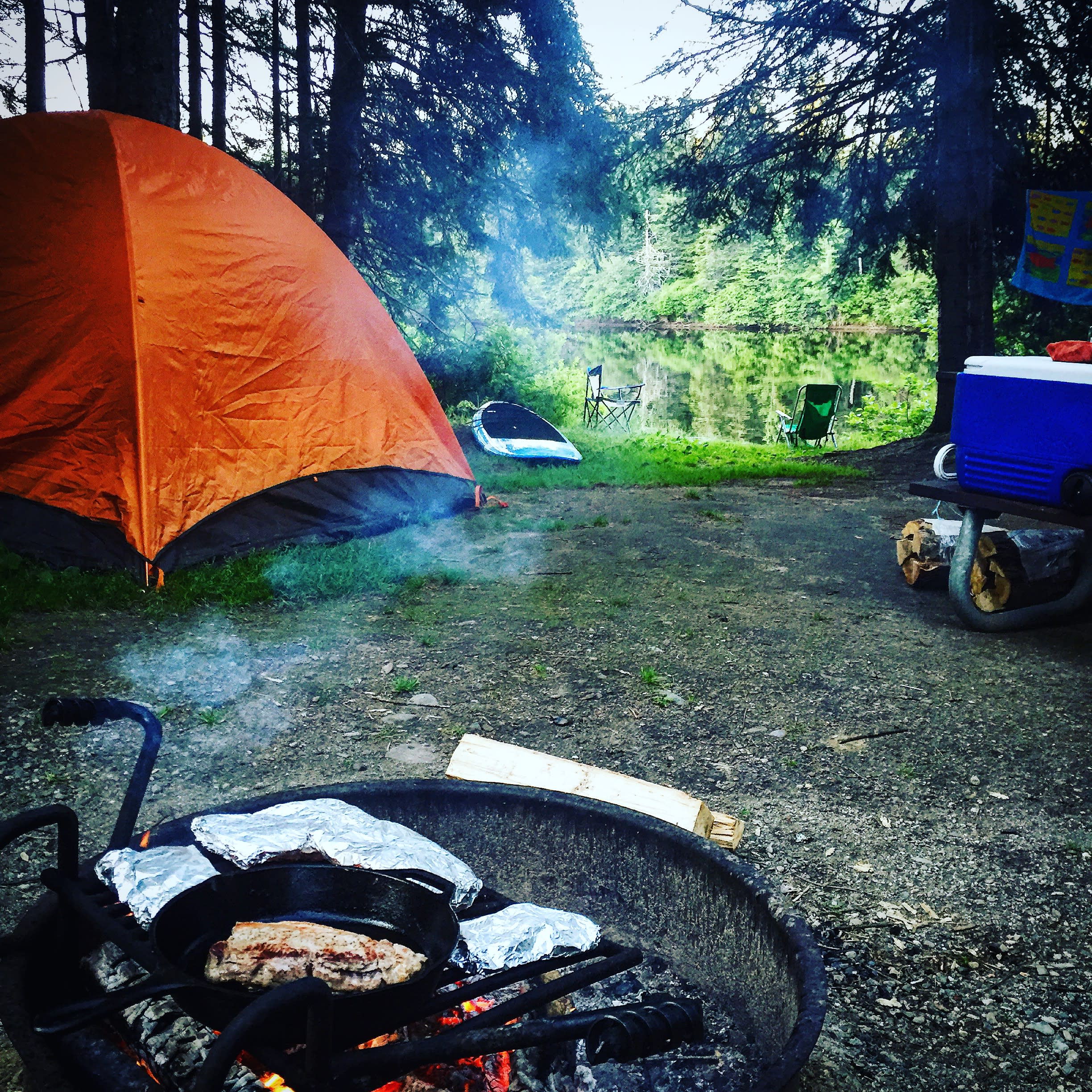 Level, spacious sites with views of the Androscoggin River.