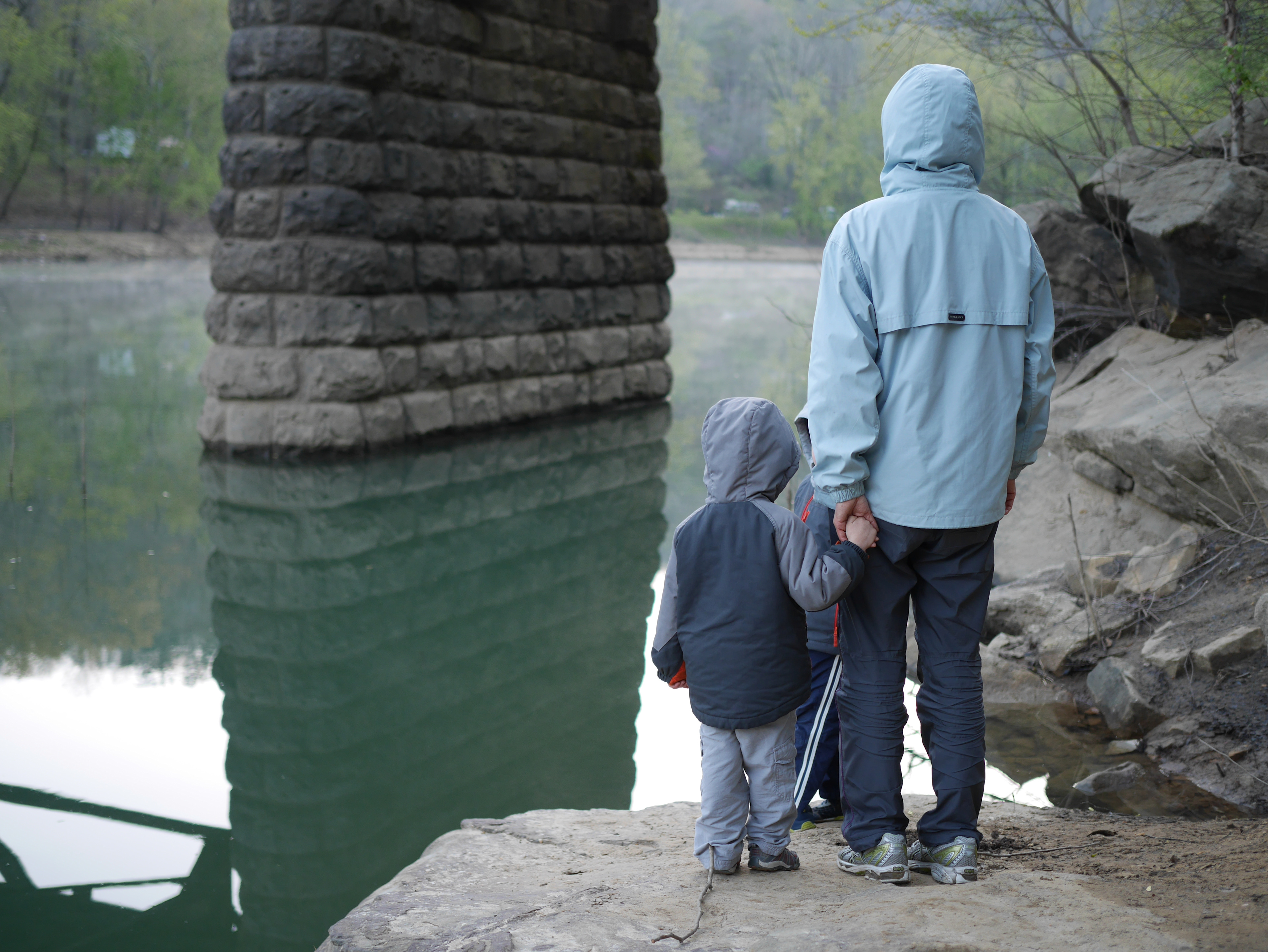 Early AM, under the Old Sublimity Bridge in the campground.