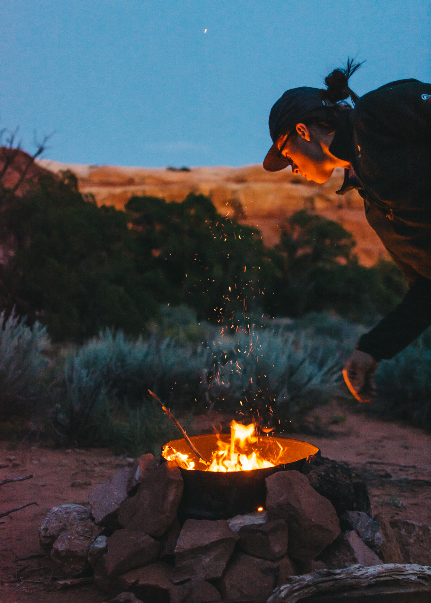 When the sun goes down, build up the campfire again. Sit back, relax, and watch as the Milky Way peeks out of the dark blue sky and stretches directly overhead. 
