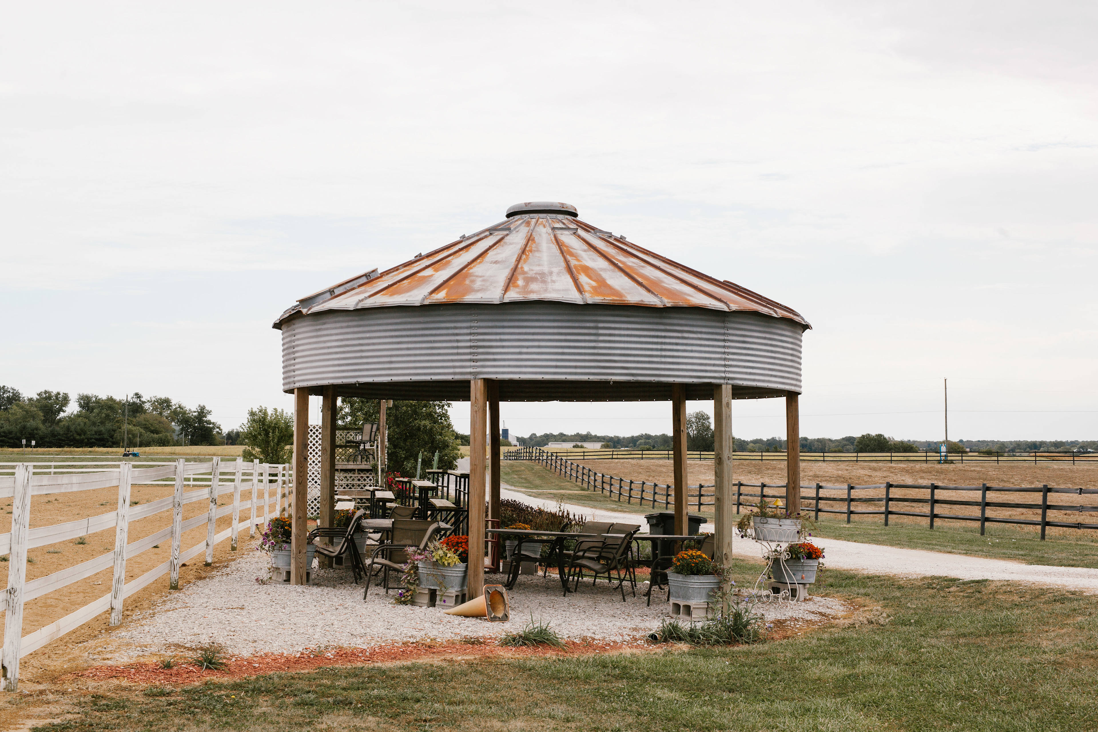 Relax at many spaces on the property!