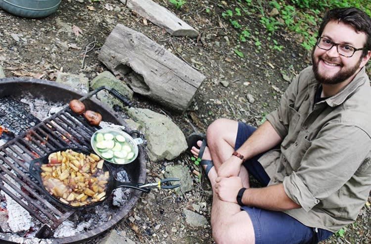One of our favorite parts about camping is cooking our meals  over a campfire. 