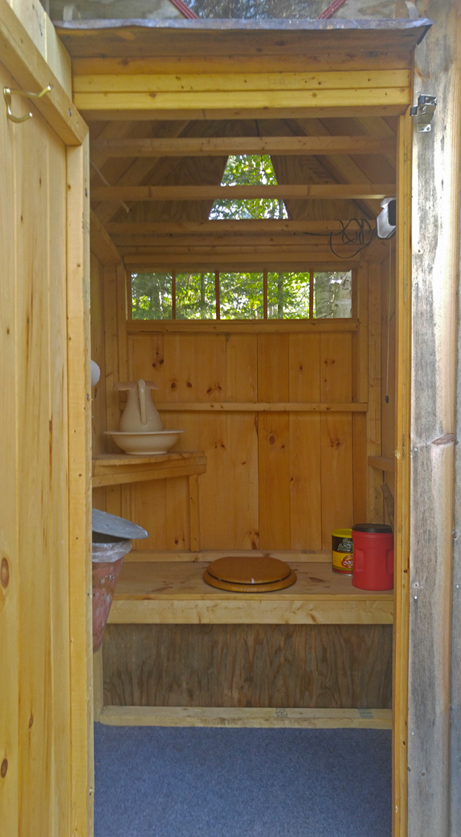 Inside outhouse