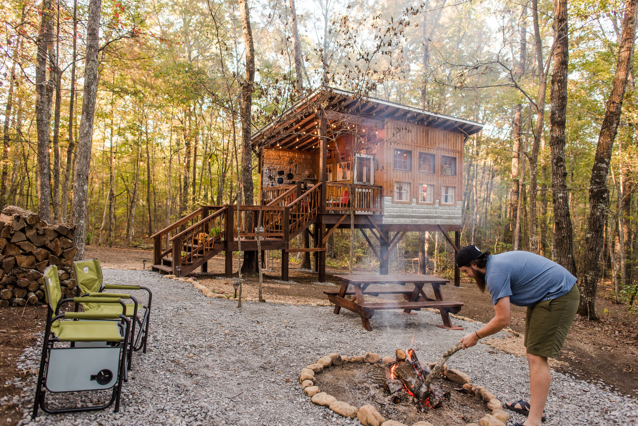 You'll find a picnic table by the fire if you want to enjoy a meal outside.