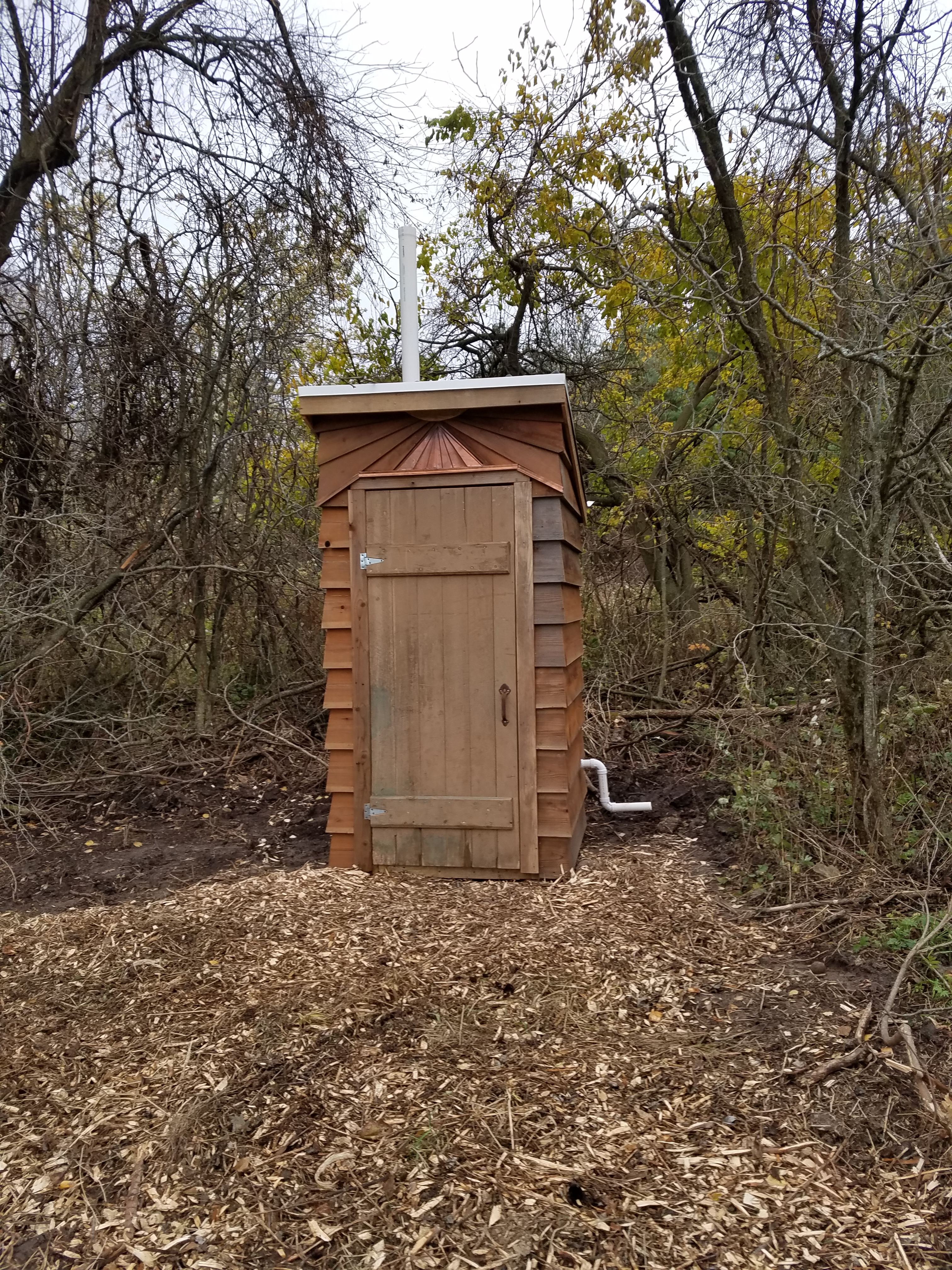 Inside privy (composting toilet)