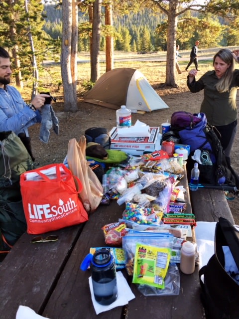 The campground has lots of picnic tables you can spread out and organizing all our hiking food before heading out on a trip!