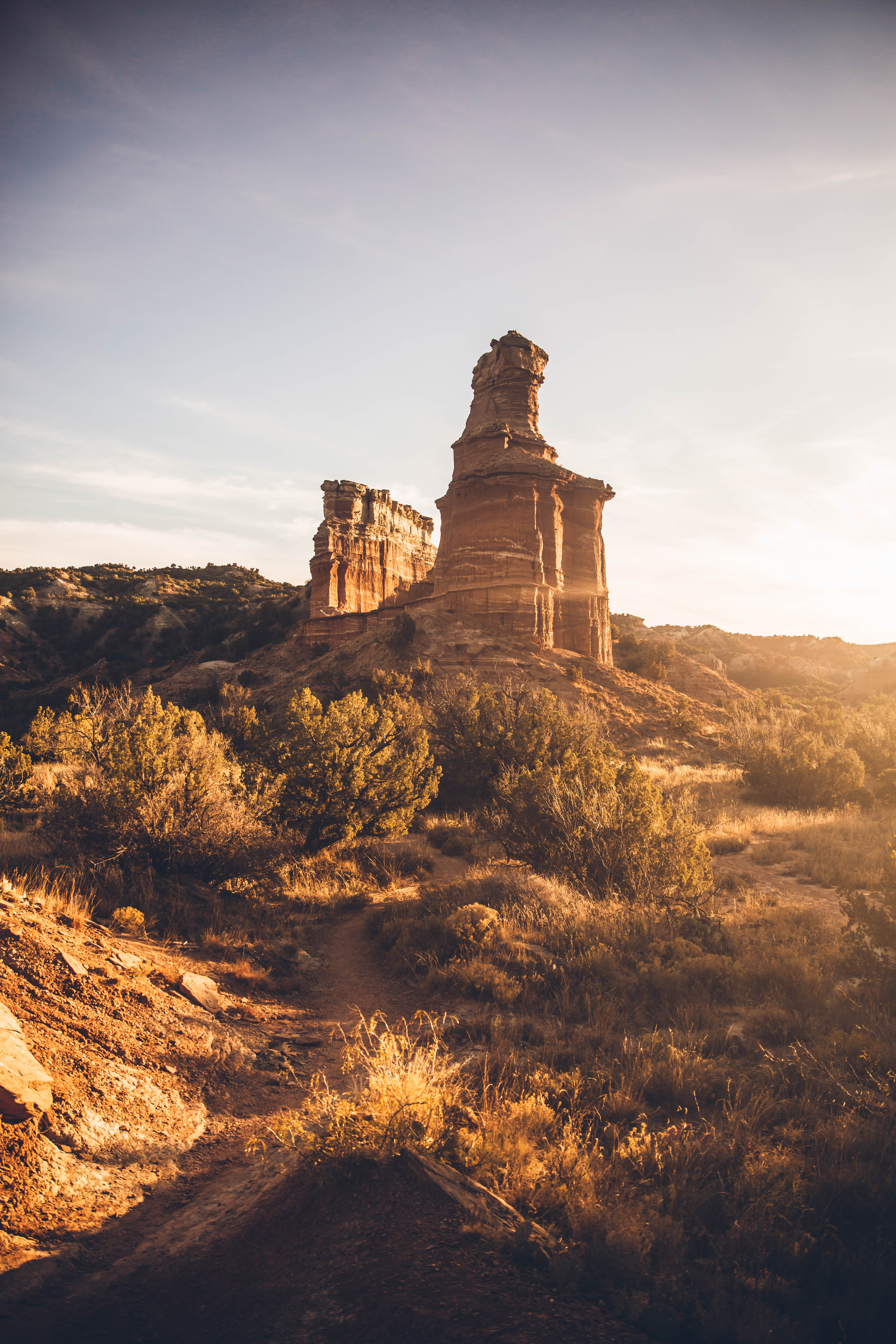 When you come through the brush and crest a hill the Lighthouse Rock formation rises out of the desert to greet you.