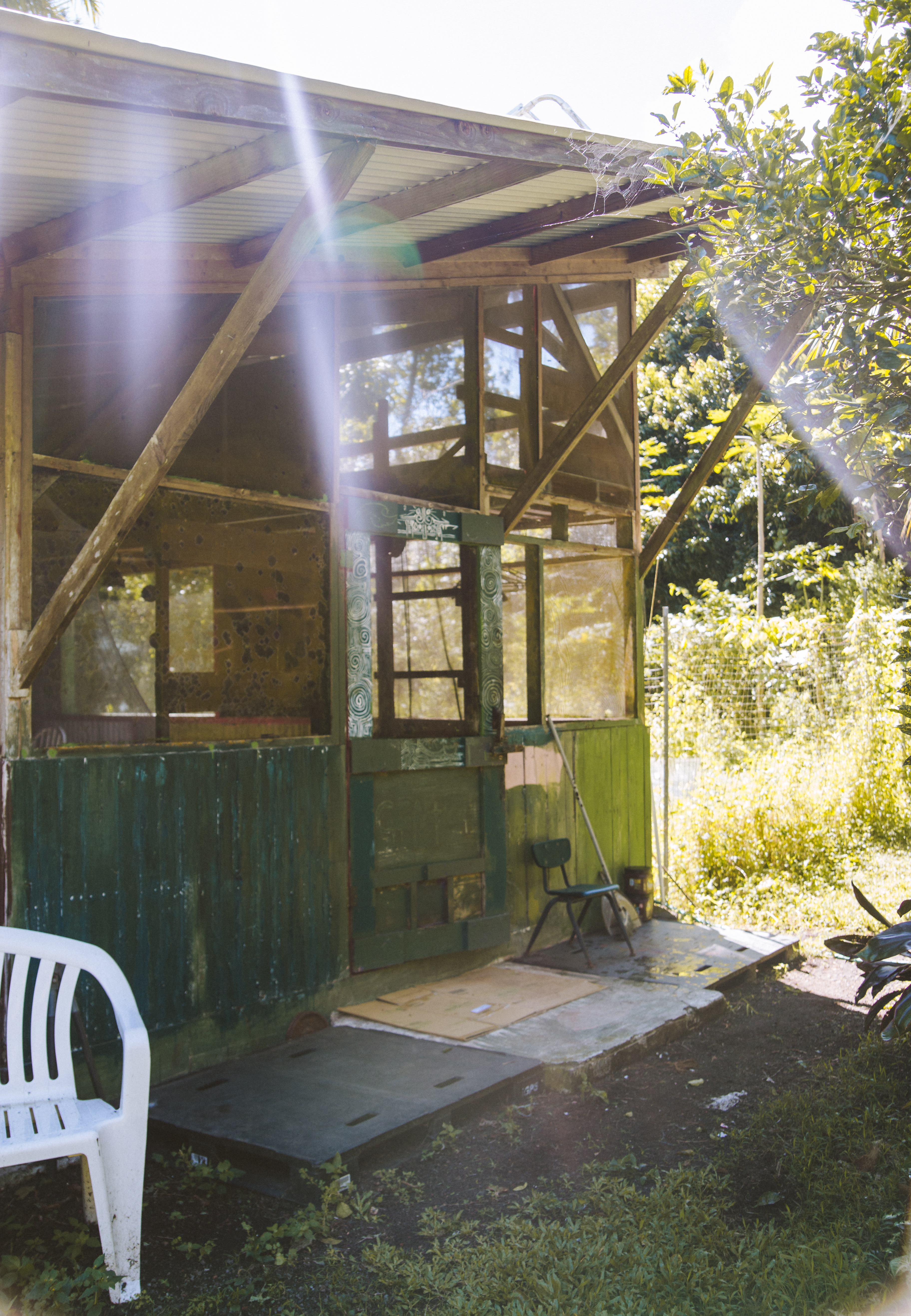 Outside Hazel Mae with the sun streaming down 