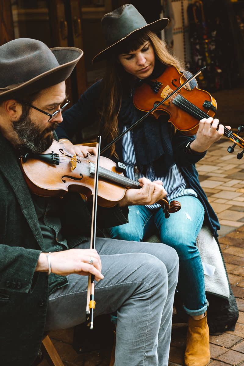 Street musicians in Asheville, NC.